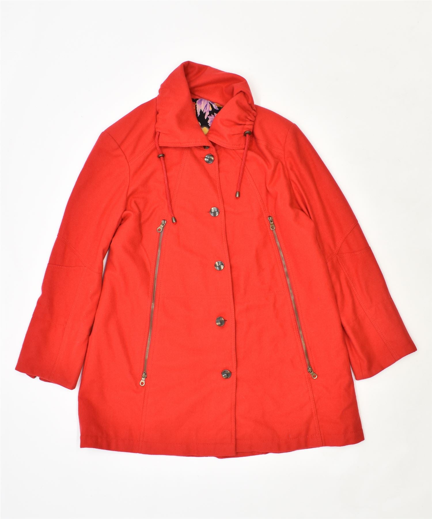 Image of VINTAGE Womens Overcoat UK 16 Large Red