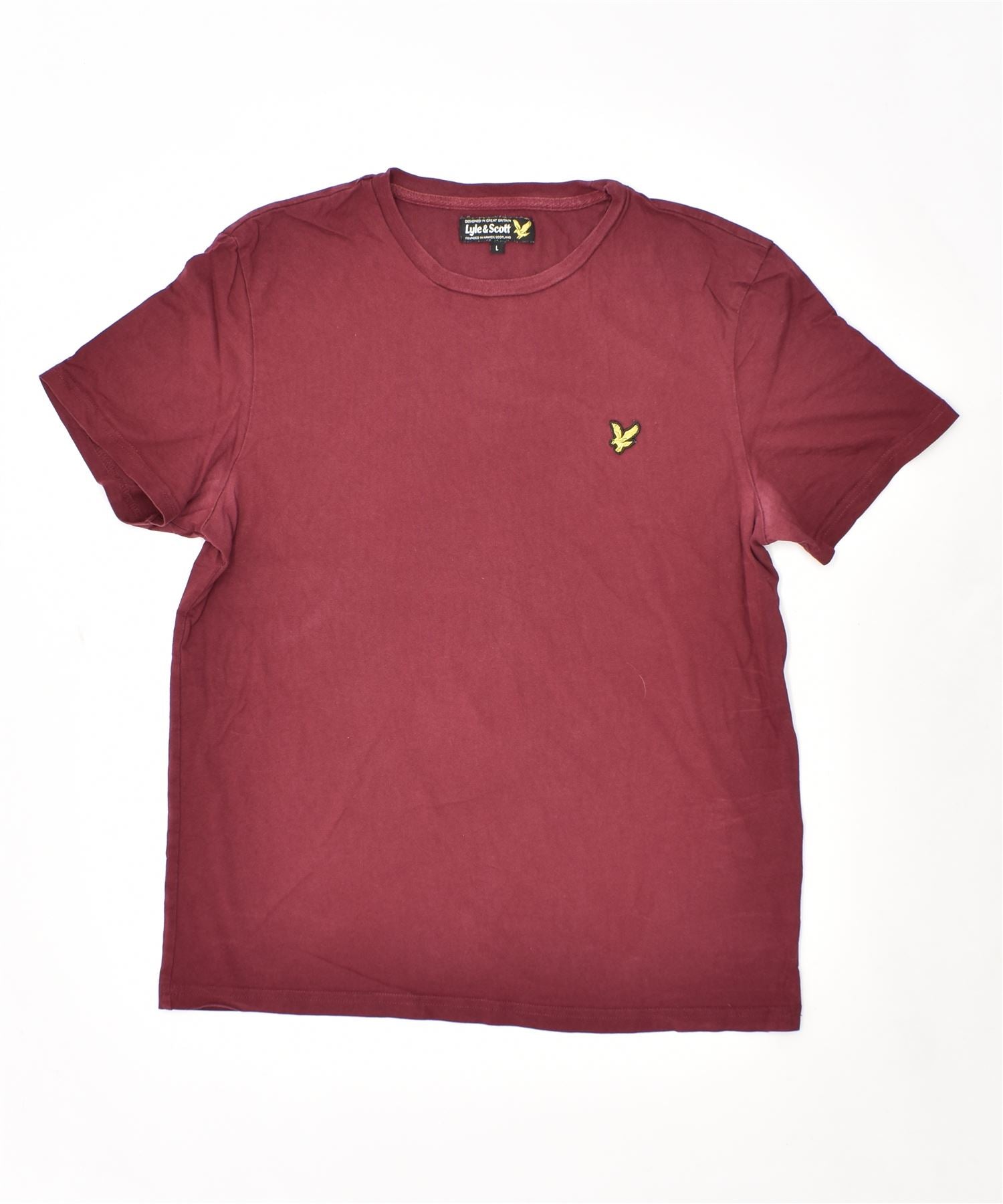 image of LYLE & SCOTT Mens T-Shirt Top Large Maroon Cotton