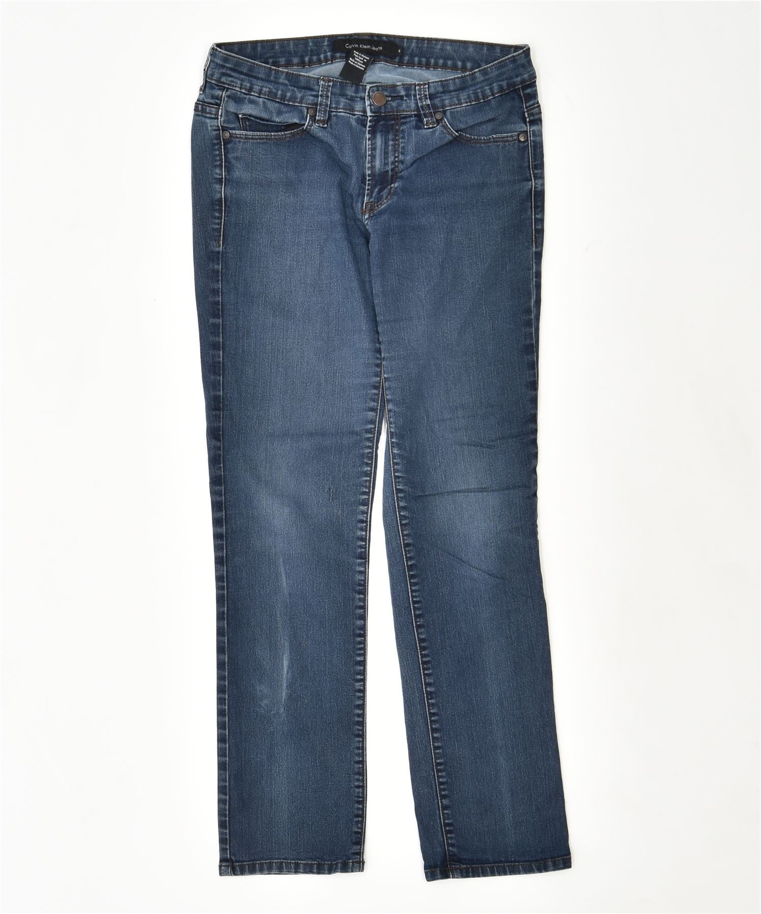 Image of CALVIN KLEIN Womens Straight Jeans US 6 Medium W30 L28 Blue