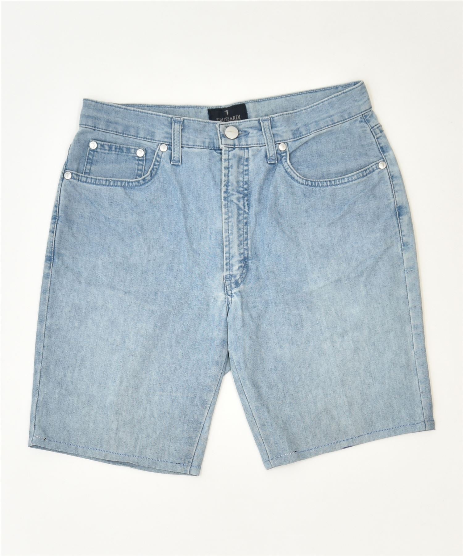 image of TRUSSARDI Womens Denim Shorts W28 Medium Blue Cotton