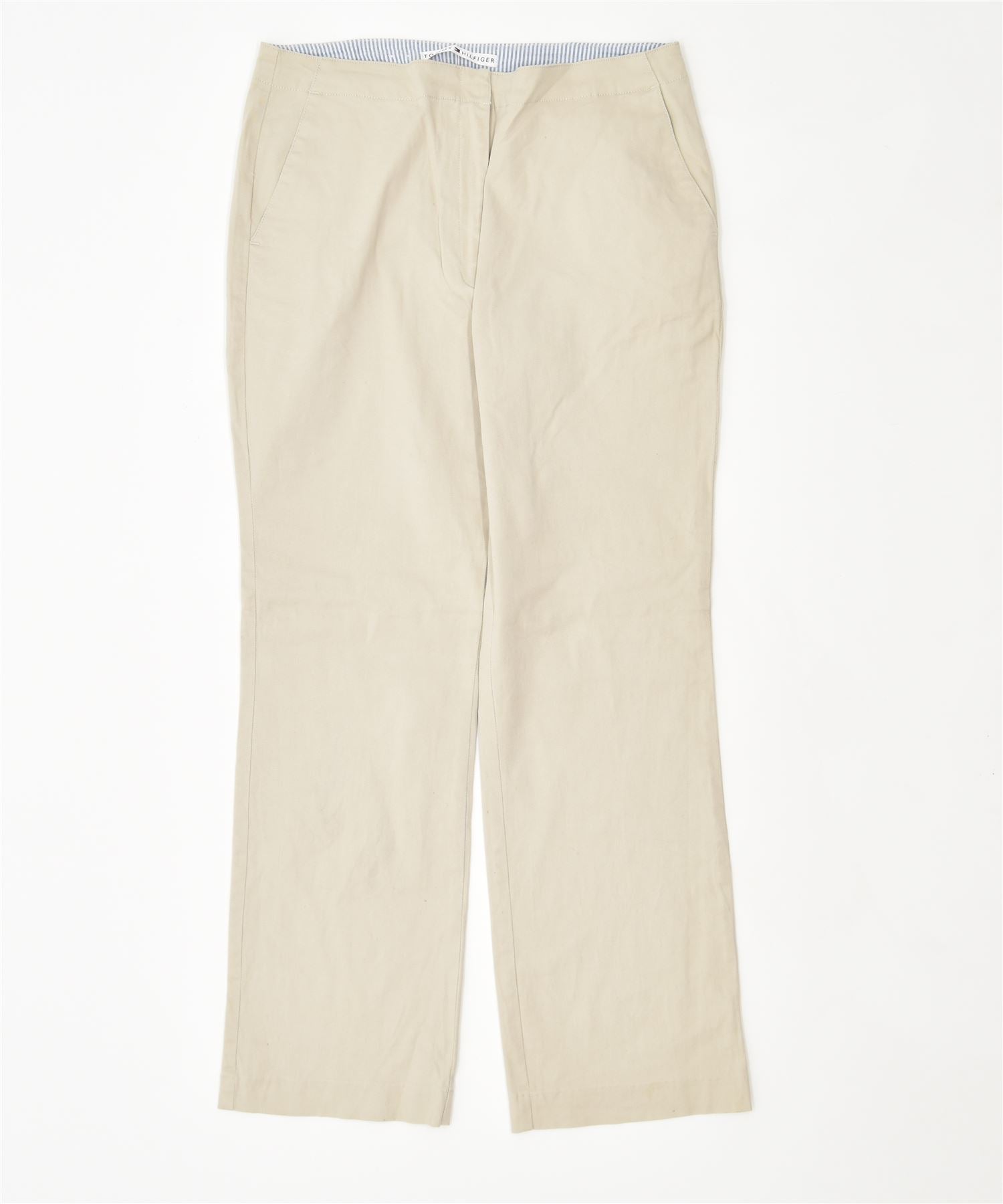 image of TOMMY HILFIGER Womens Straight Chino Trousers US 12 XL W36 L30 Beige