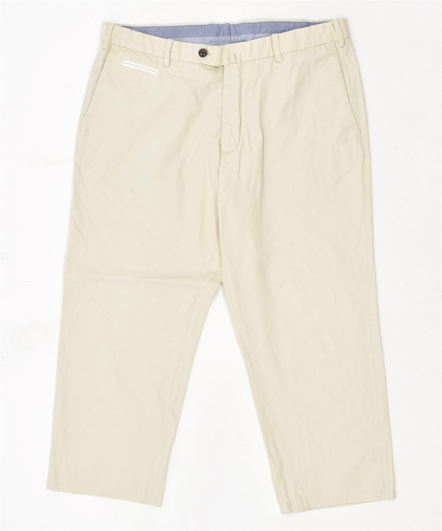 Image of MASSIMO DUTTI Mens Straight Chino Trousers W34 L24 Beige Cotton