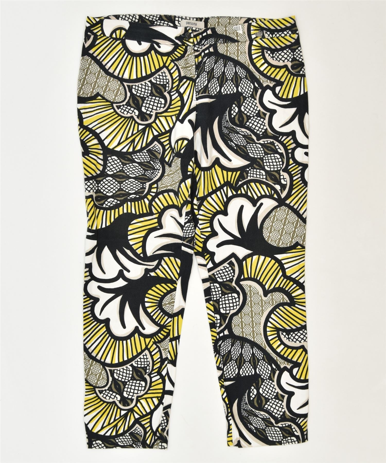 image of PERSONA Womens Slim Casual Trousers W36 L27 Multicoloured Floral Vintage