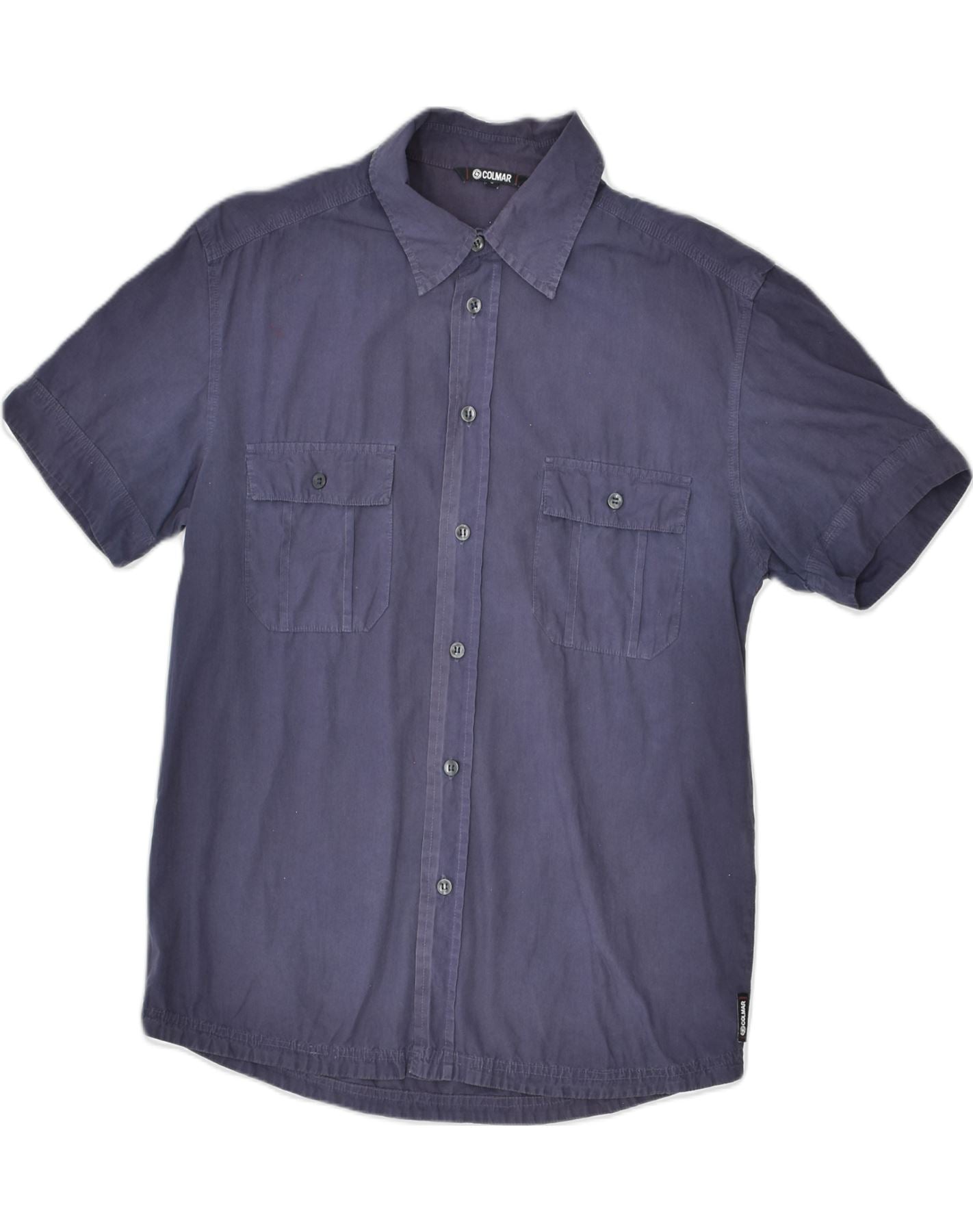 image of COLMAR Mens Short Sleeve Shirt Small Navy Blue