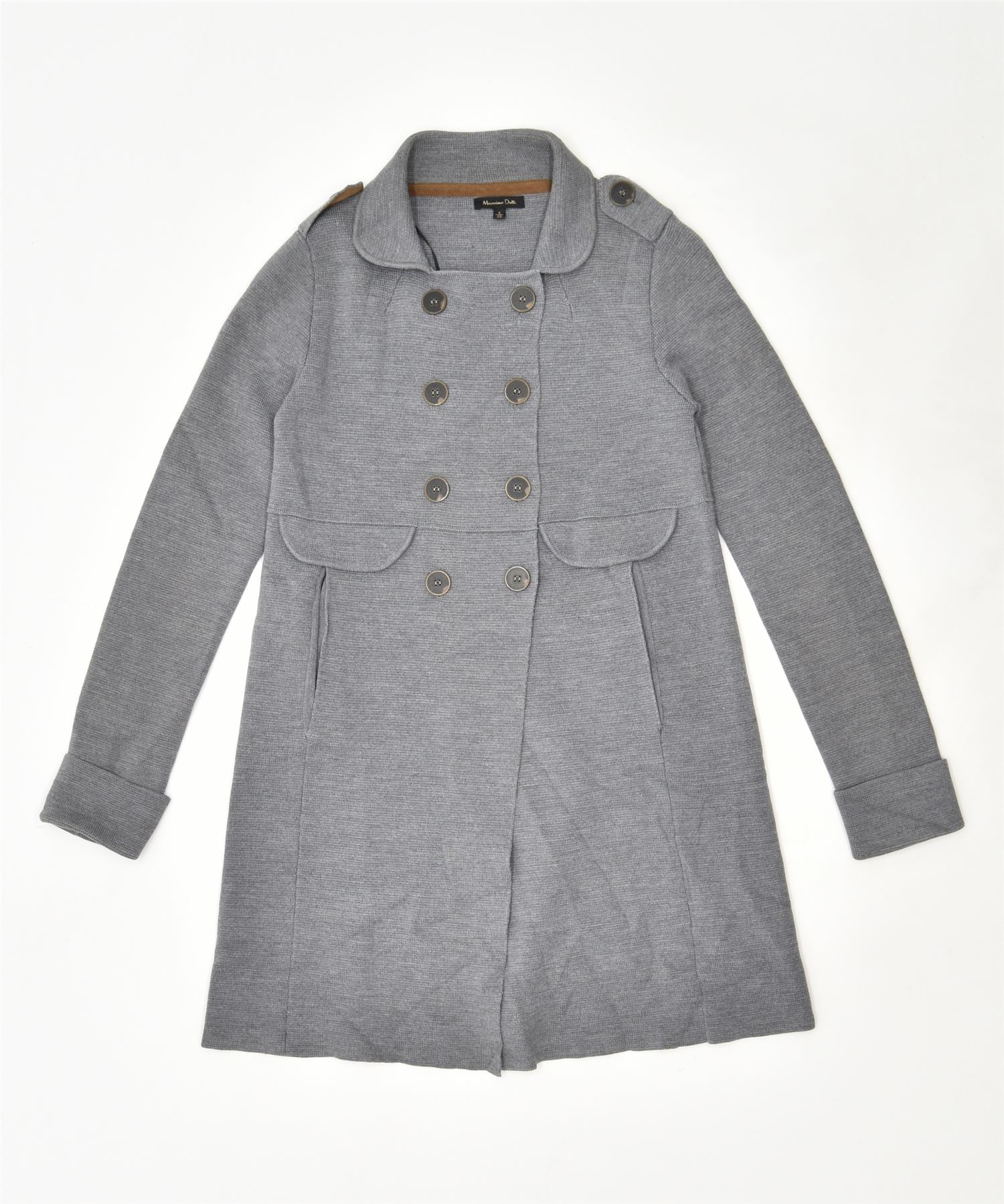 Image of MASSIMO DUTTI Womens Double Breasted Overcoat UK 8 Small Grey Wool