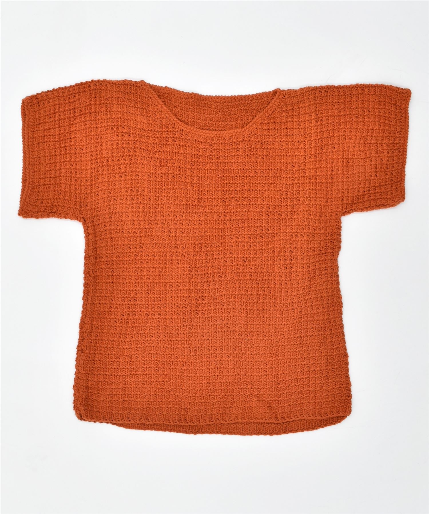 Image of VINTAGE Womens Short Sleeve Crew Neck Jumper Sweater UK 16 Large Orange