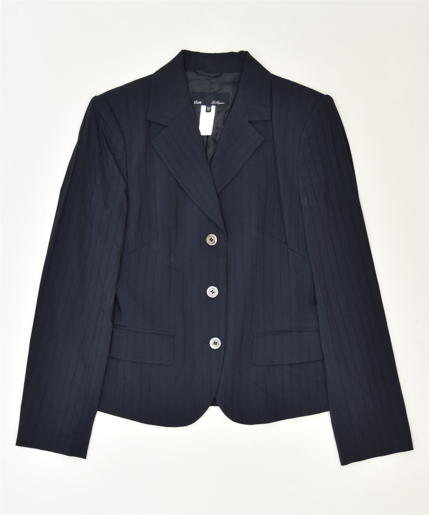 Image of LES COPAINS Womens 3 Button Blazer Jacket IT 42 Medium Navy Blue