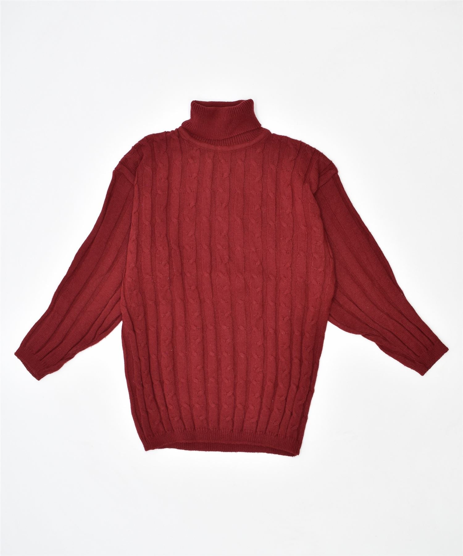 Image of VINTAGE Womens Roll Neck Jumper Sweater UK 14 Large Burgundy