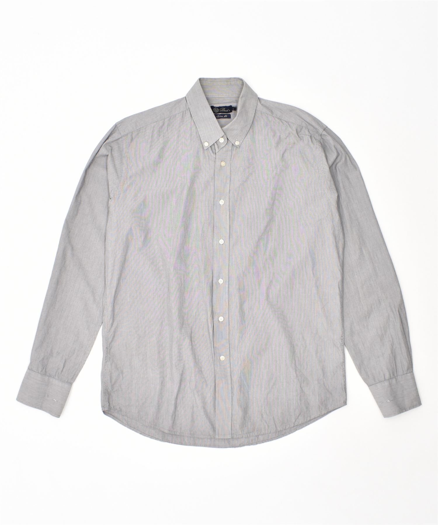 image of DACK'S Mens Shirt Large Grey Cotton Vintage