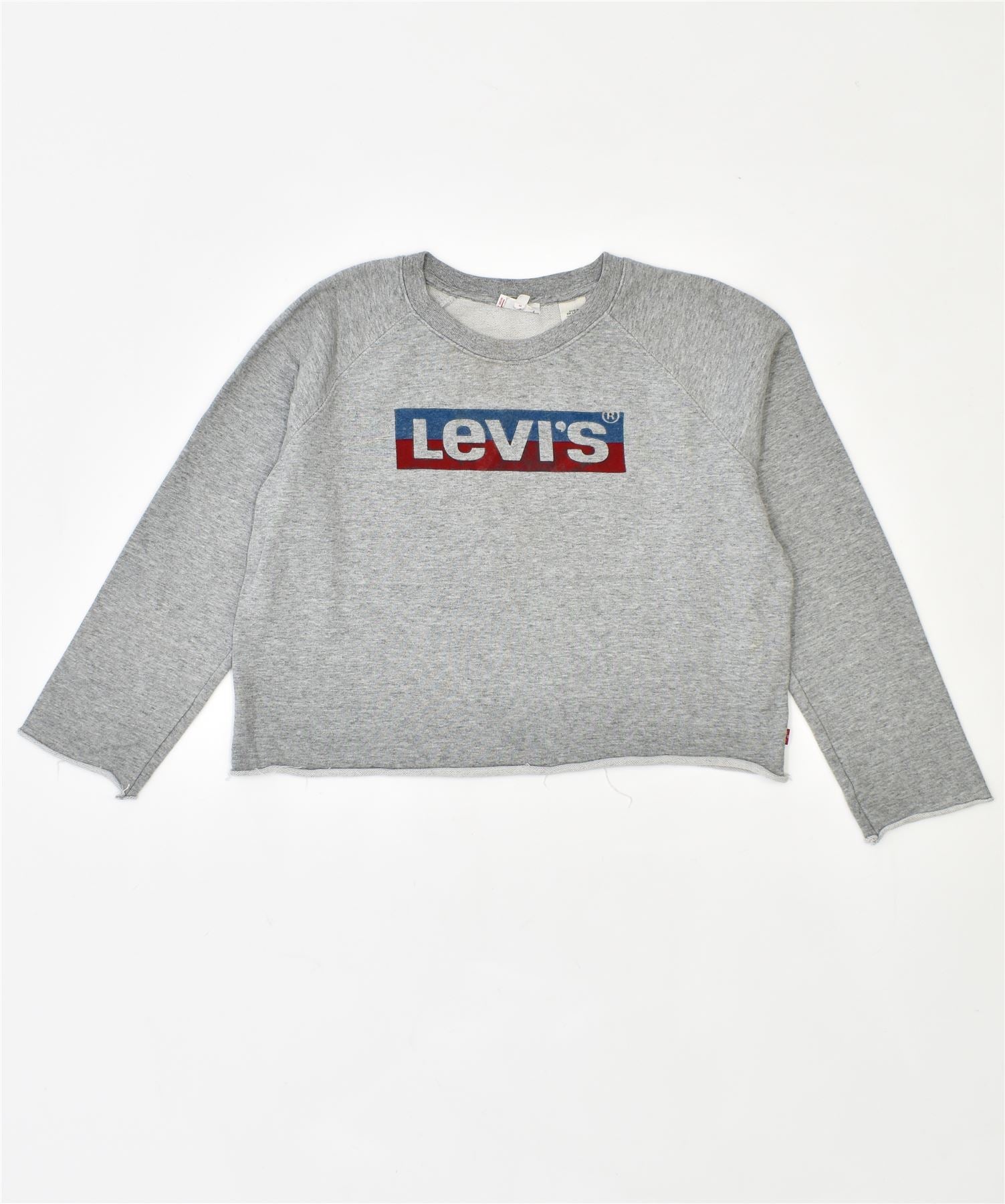 Image of LEVI'S Womens Graphic Sweatshirt Jumper UK 14 Medium Grey Cotton