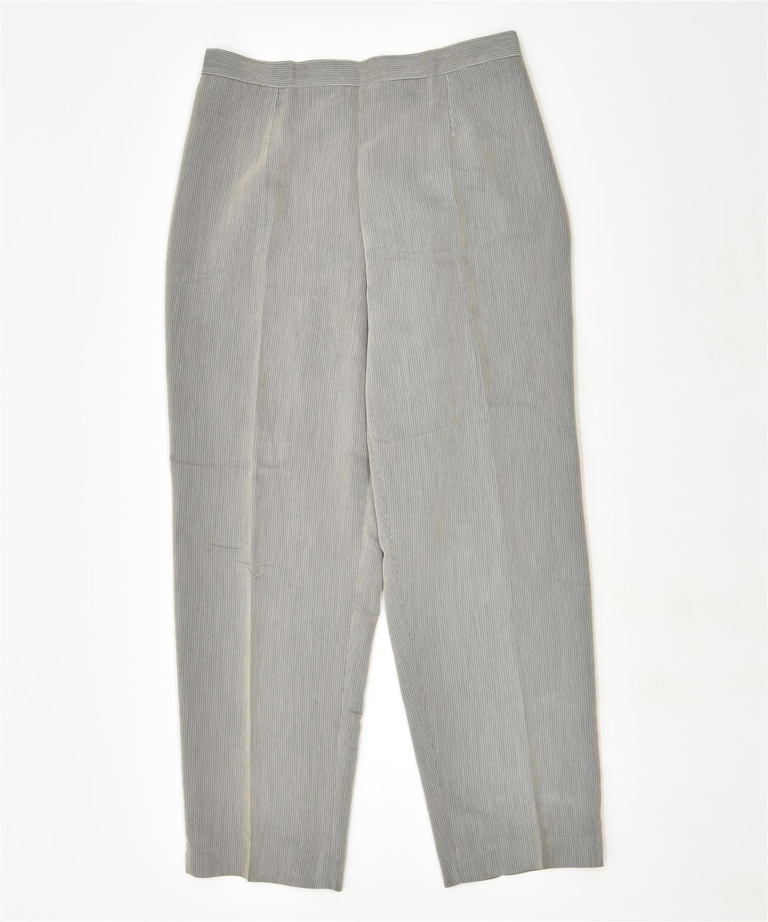 image of VINTAGE Womens Straight Suit Trousers W30 L28 Grey Striped