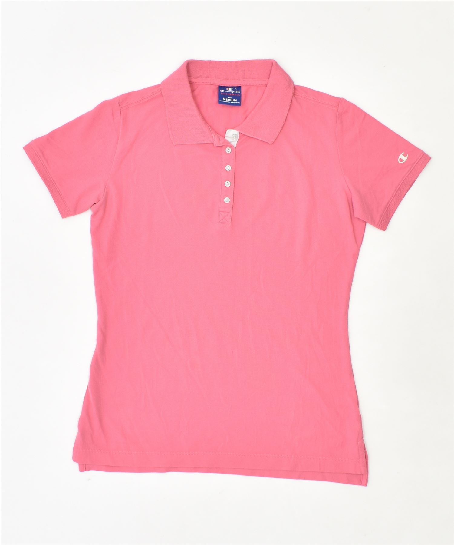 Image of CHAMPION Womens Polo Shirt UK 12 Medium Pink