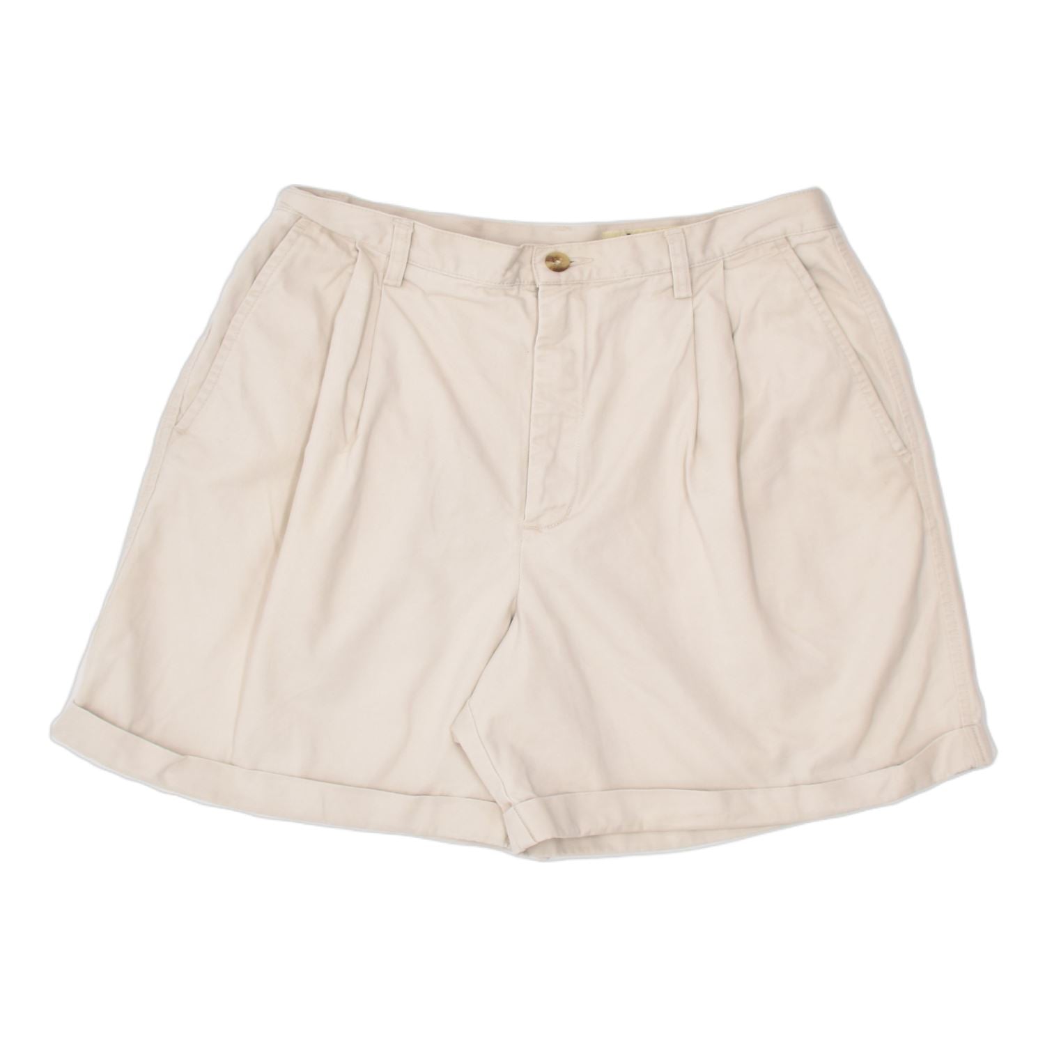 image of EDDIE BAUER Womens Classic Fit Chino Shorts US 10 Large W28 Beige Cotton