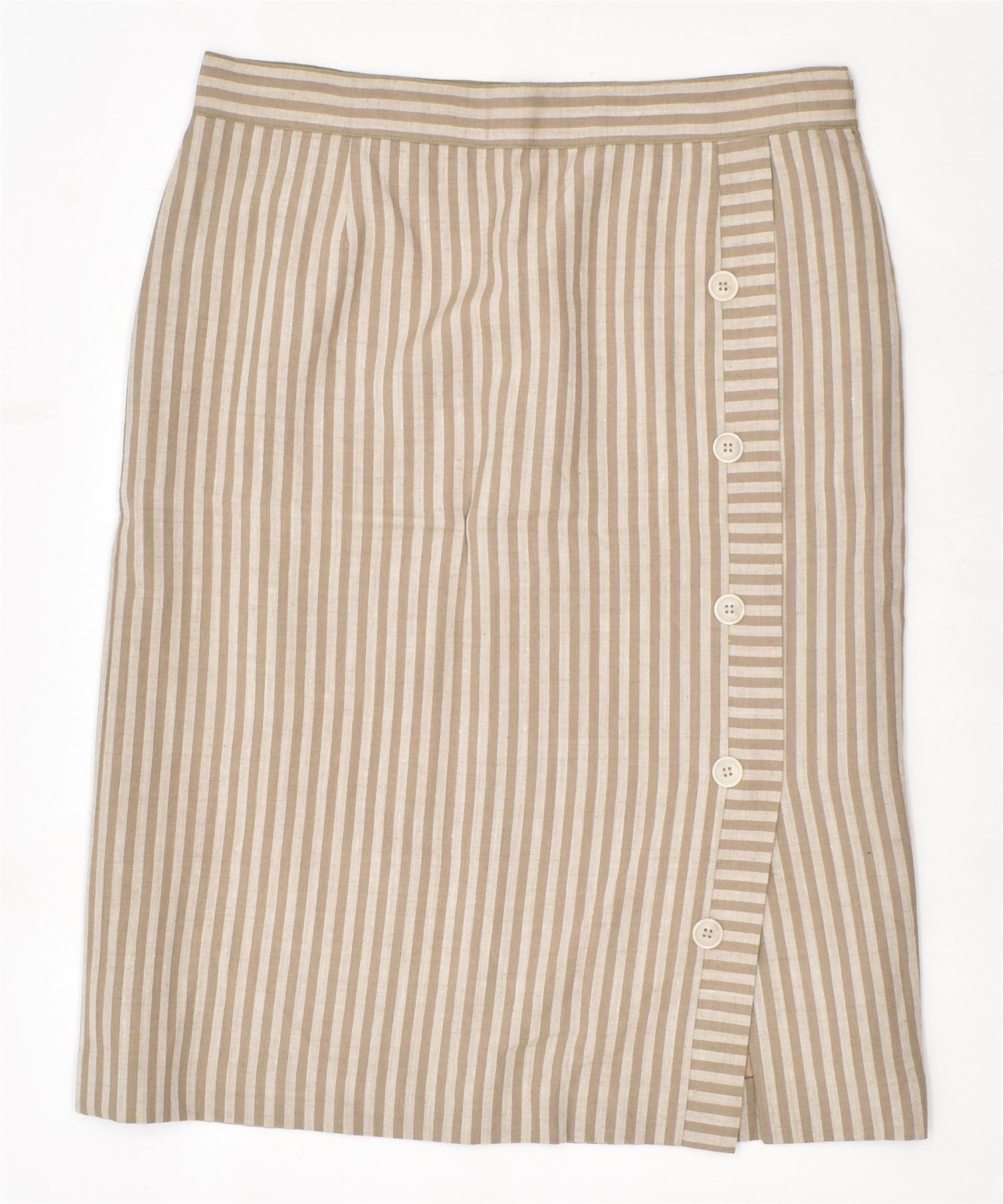 image of VINTAGE Womens Straight Skirt Large W32 Beige Striped