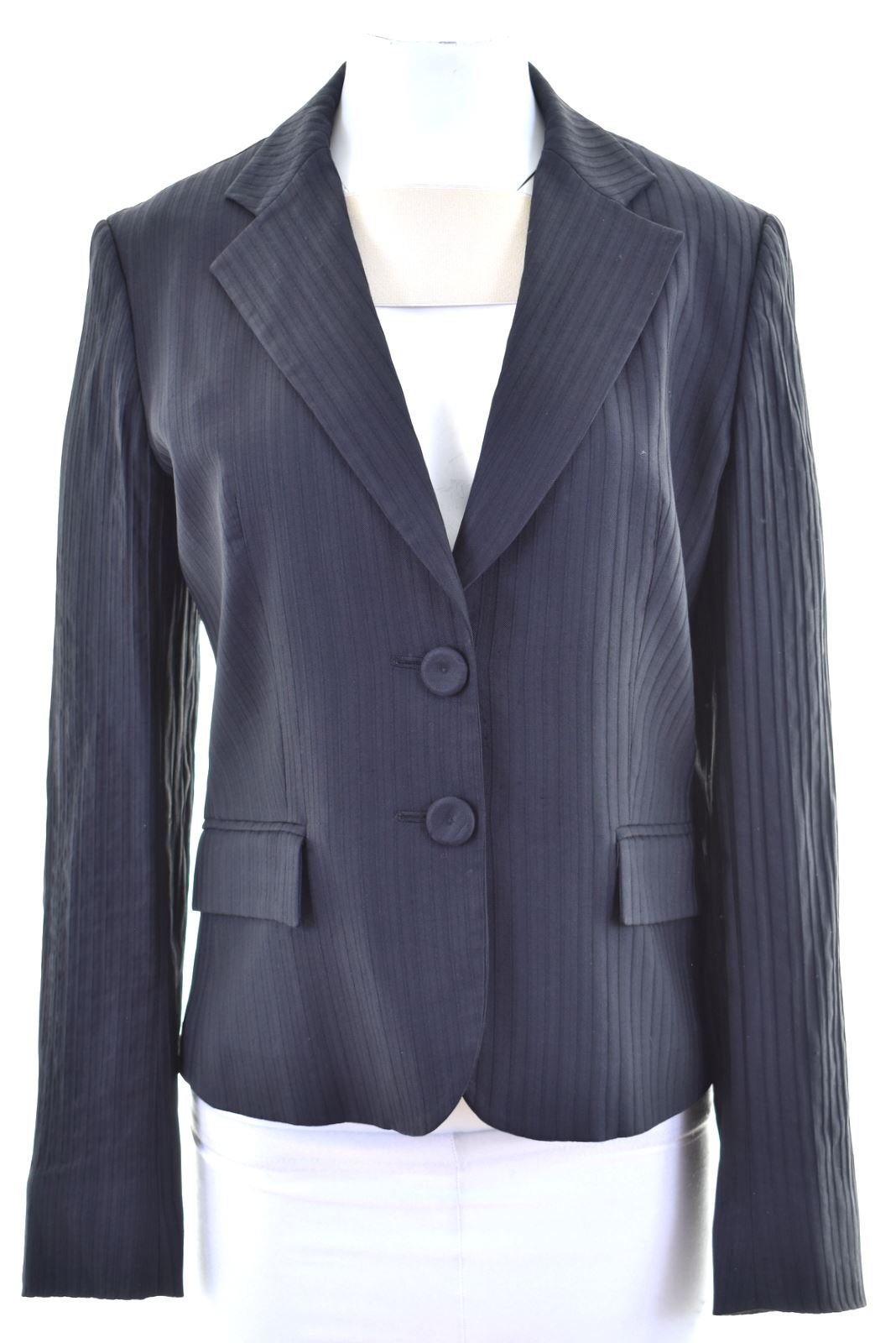 image of MAX & CO. Womens 2 Button Blazer Jacket UK 12 Medium Black Striped