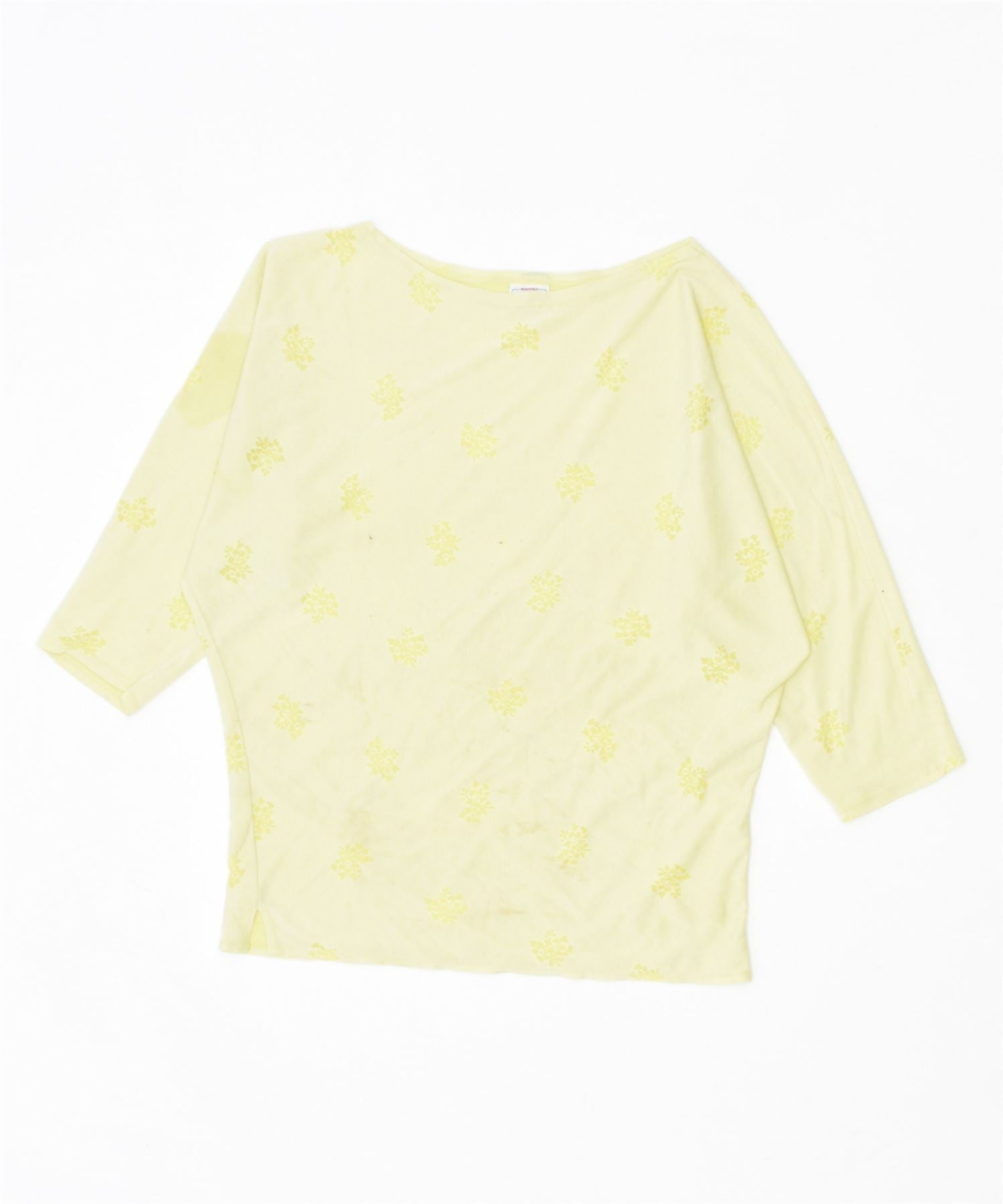 Image of BENETTON Womens Oversized Batwing Top Long Sleeve UK 8 Small Yellow