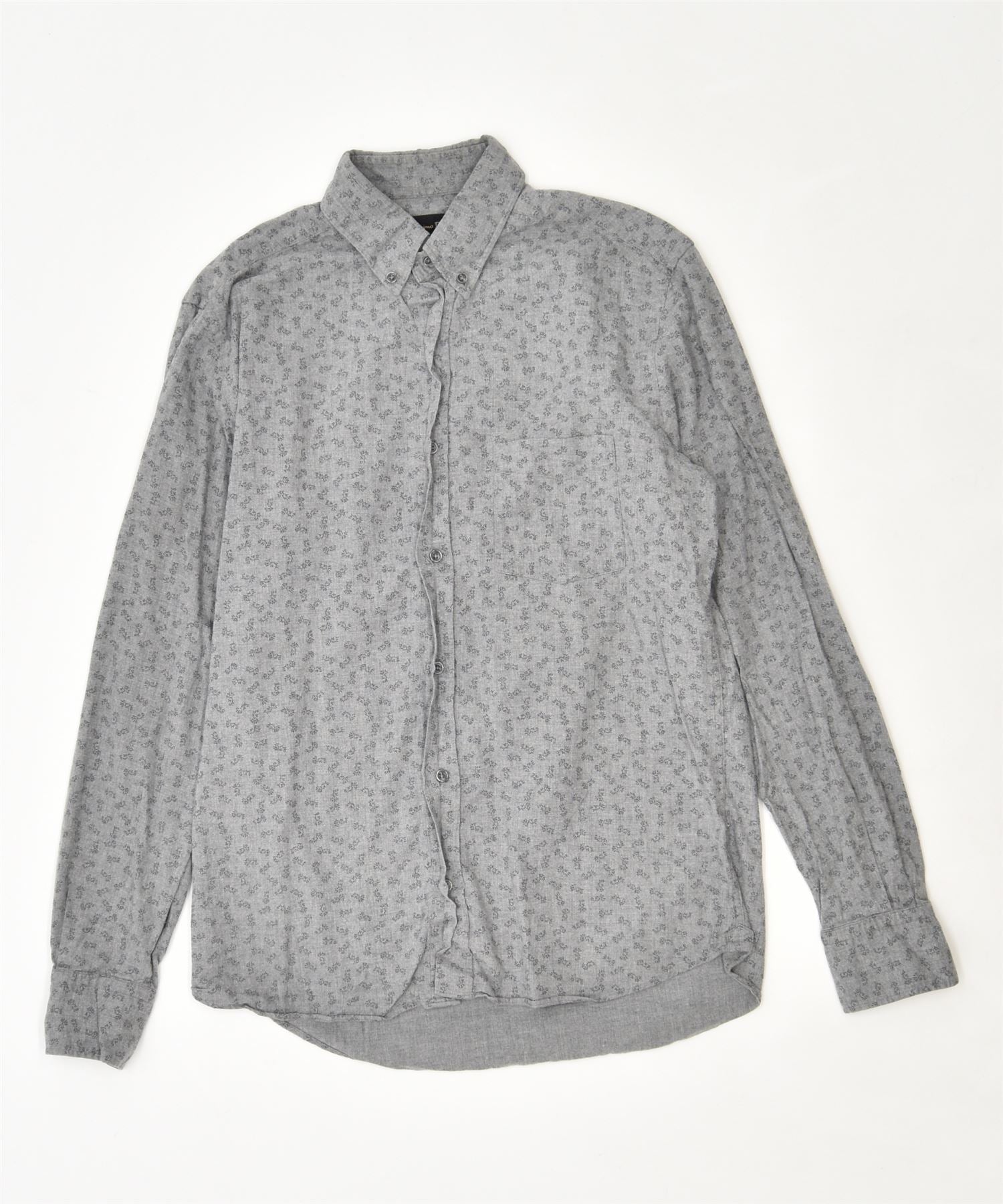 Image of MASSIMO DUTTI Mens Shirt Small Grey Floral