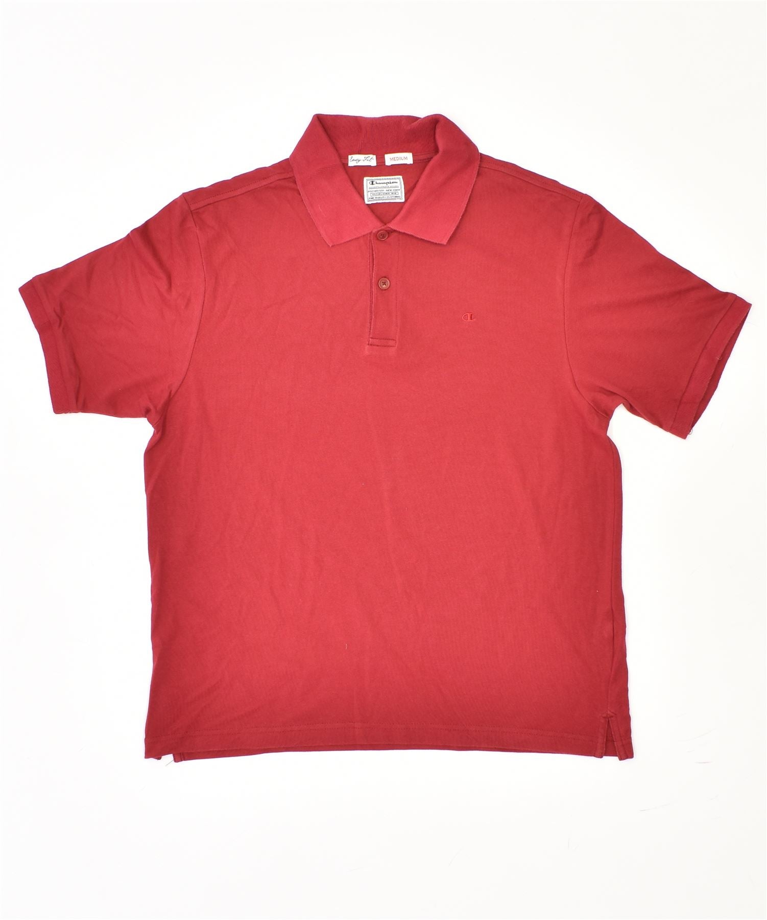 image of CHAMPION Mens Easy Fit Polo Shirt Medium Red Cotton