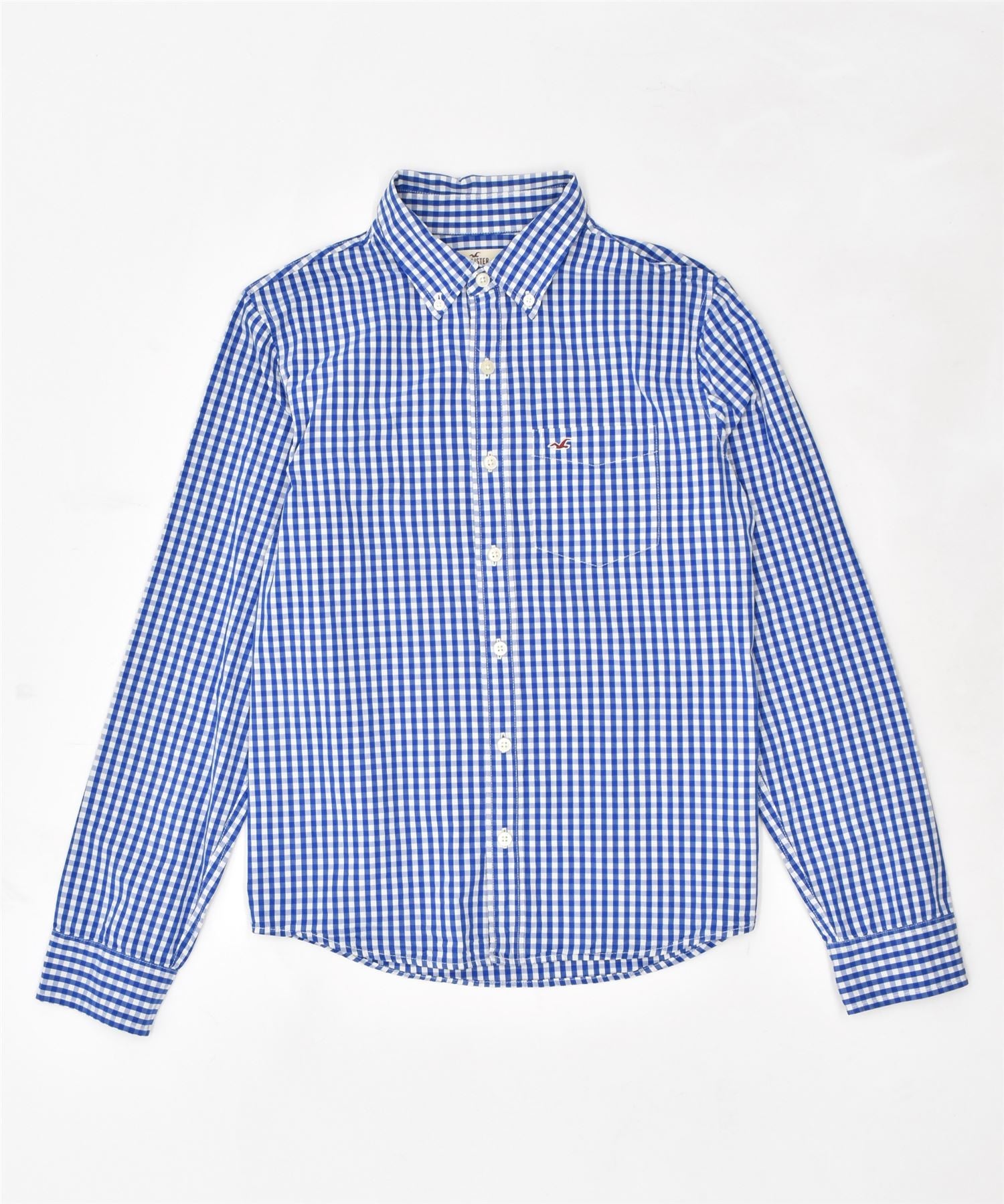 image of HOLLISTER Mens Shirt Small Blue Gingham Cotton