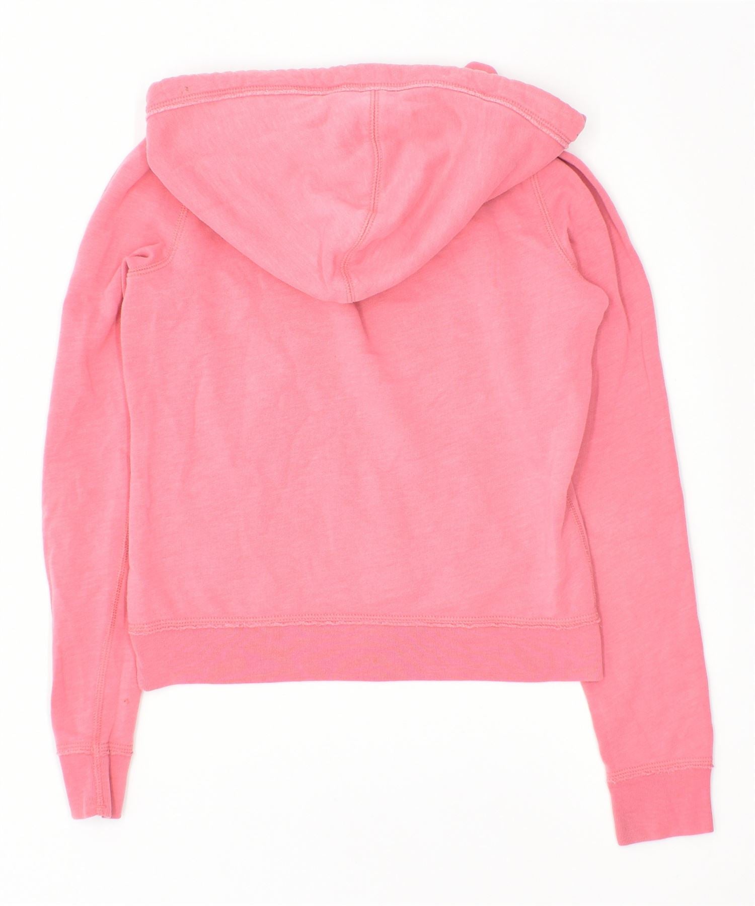 ABERCROMBIE & FITCH Womens Graphic Hoodie Jumper UK 10 Small Pink Cotton