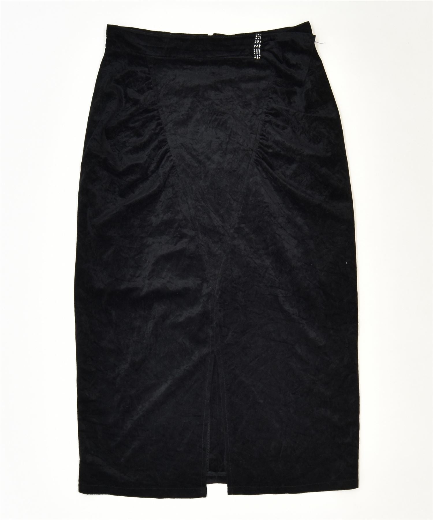 image of VINTAGE Womens Velvet Pencil Skirt IT 46 Large W30 Black Polyester Classic