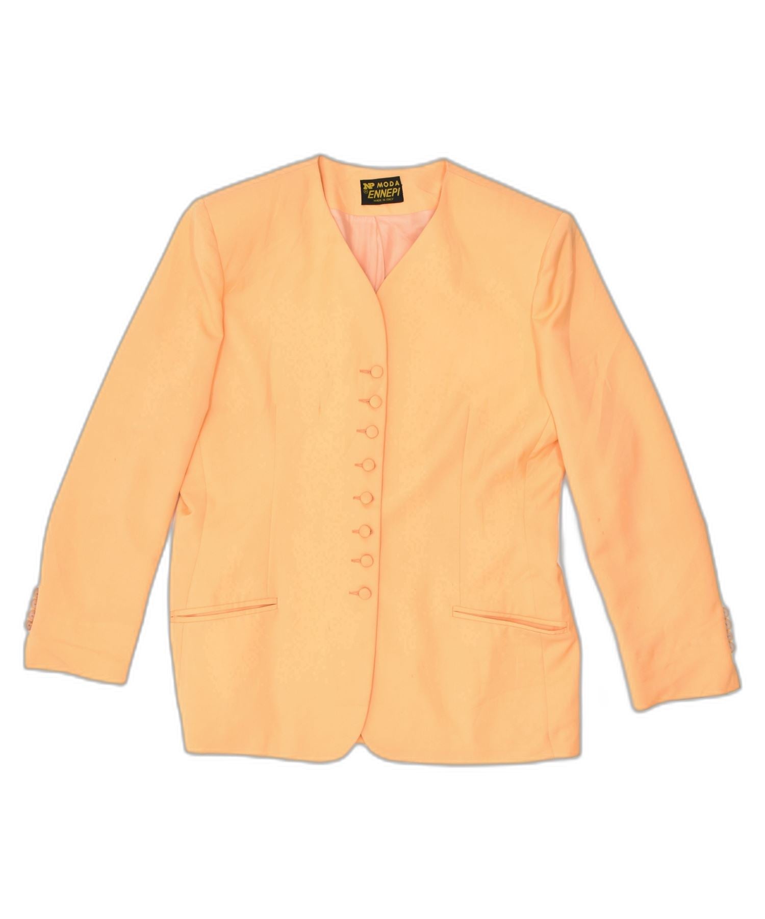 image of VINTAGE Womens Blazer Jacket UK 16 Large Orange Viscose