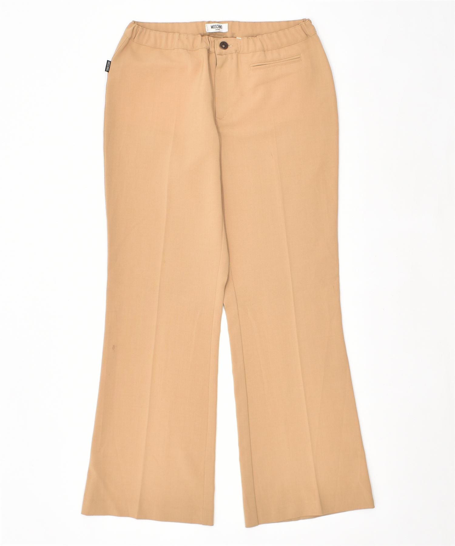 Image of MOSCHINO Womens Bootcut Suit Trousers IT 48 XL W28 L28 Beige Wool