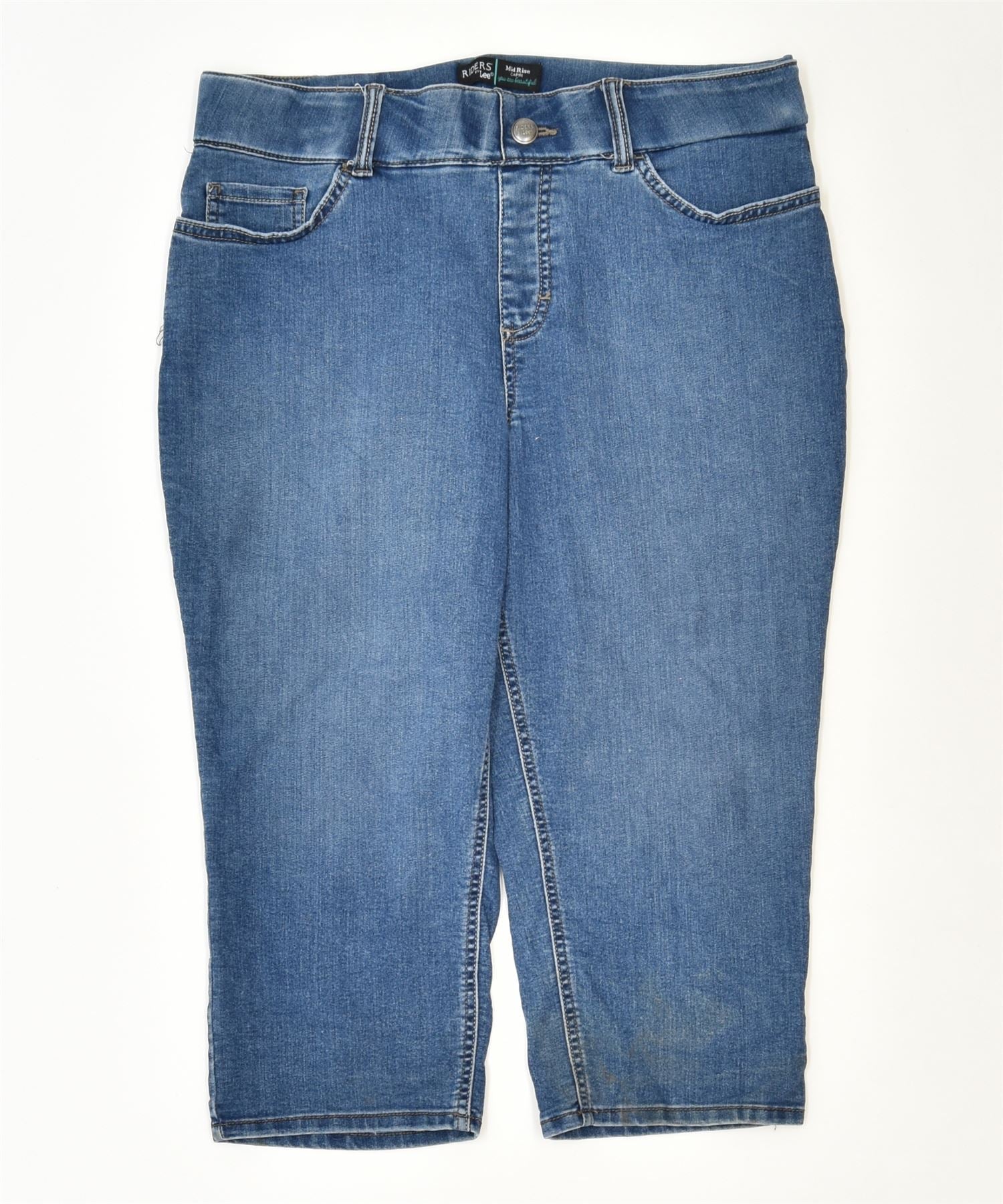 image of RIDERS BY LEE Womens Mid Rise Capri Jeans W34 L19 Blue Classic