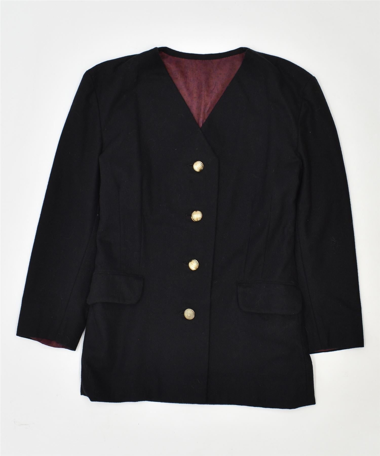 image of VINTAGE Womens 4 Button Blazer Jacket UK 12 Medium Black