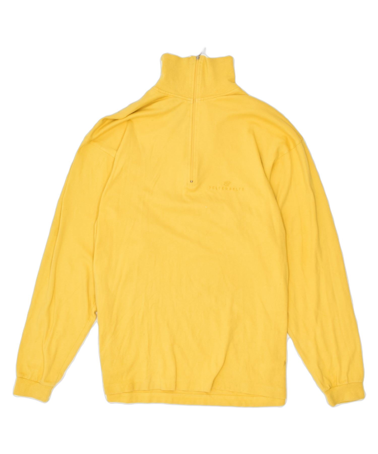 image of BELFE & BELFE Mens Zip Neck Tracksuit Top IT 52 Large Yellow Cotton