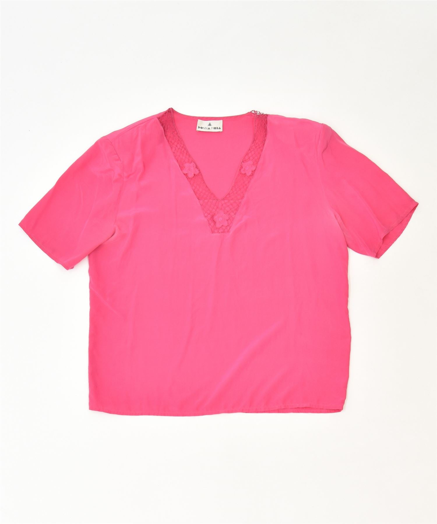 image of DONNA MODA Womens Blouse Top UK 14 Medium Pink Classic Vintage