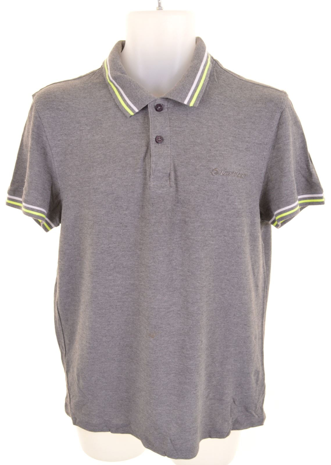 image of LOTTO Mens Polo Shirt Small Grey Cotton