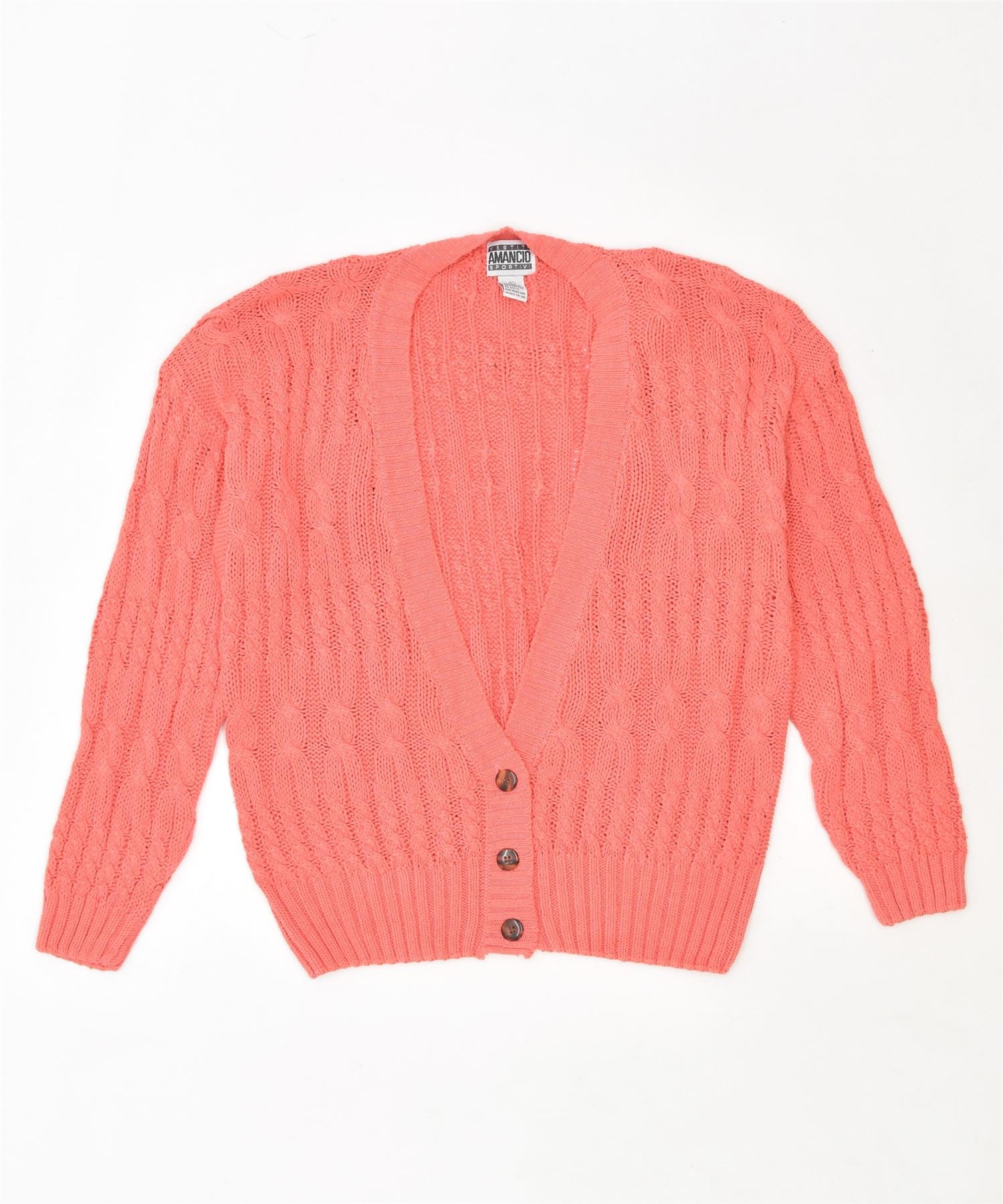 image of AMANCIO Womens Cardigan Sweater UK 16 Large Pink Ramie Vintage