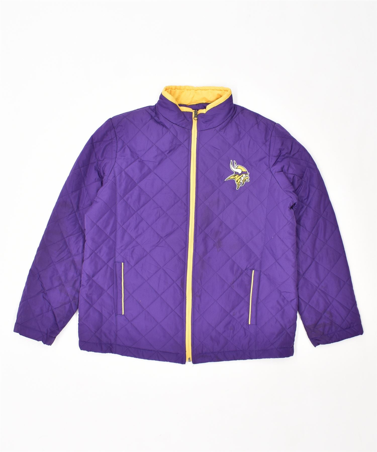 Image of NFL Womens Vikings Quilted Jacket UK 14 Large Purple Polyester