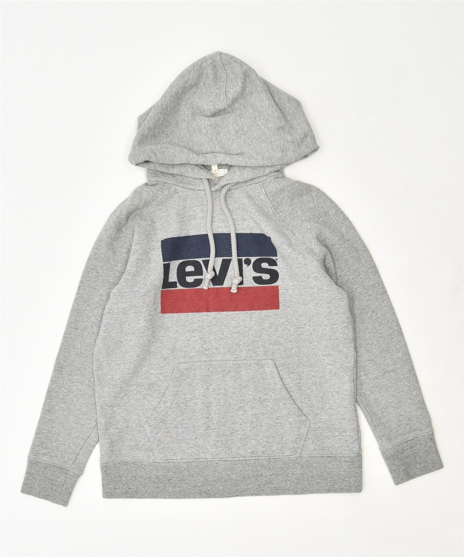 image of LEVI'S Mens Graphic Hoodie Jumper XS Grey Cotton