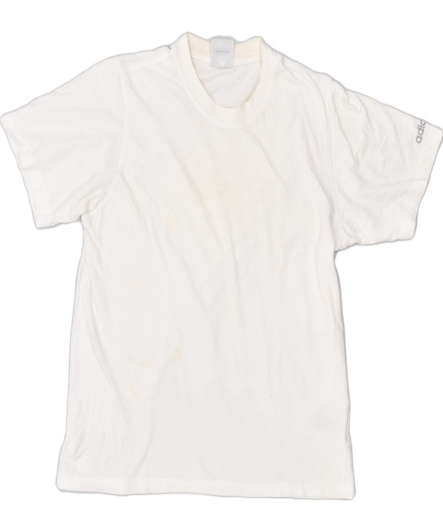 image of ADIDAS Mens Slim Fit T-Shirt Medium Off White Cotton