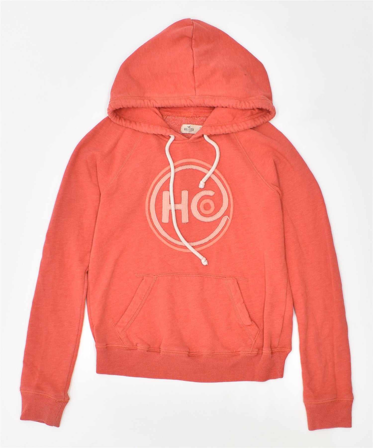 image of HOLLISTER Womens Graphic Hoodie Jumper UK 10 Small Pink Cotton