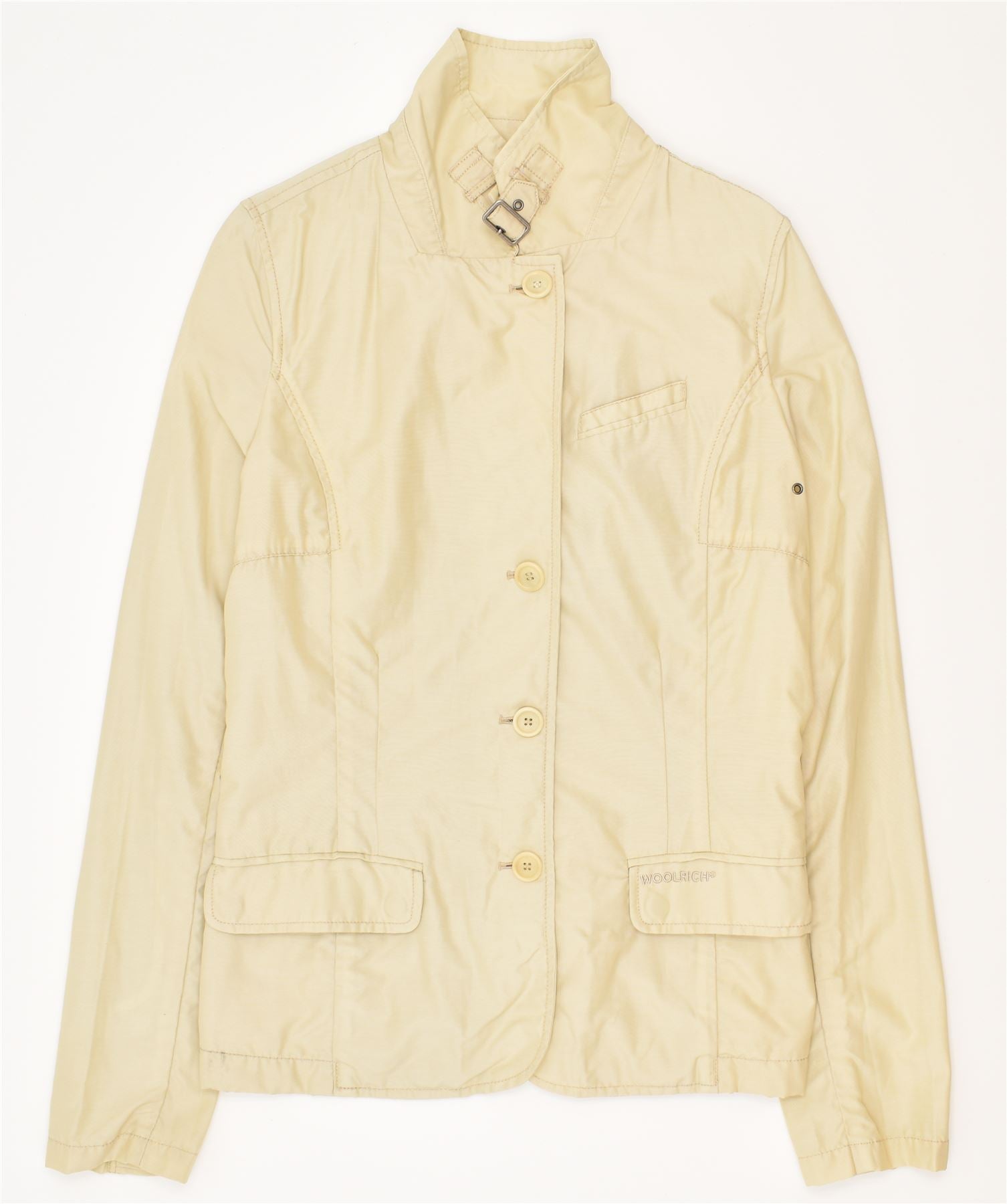 image of WOOLRICH Womens Windbreaker Jacket UK 14 Medium Beige Cotton