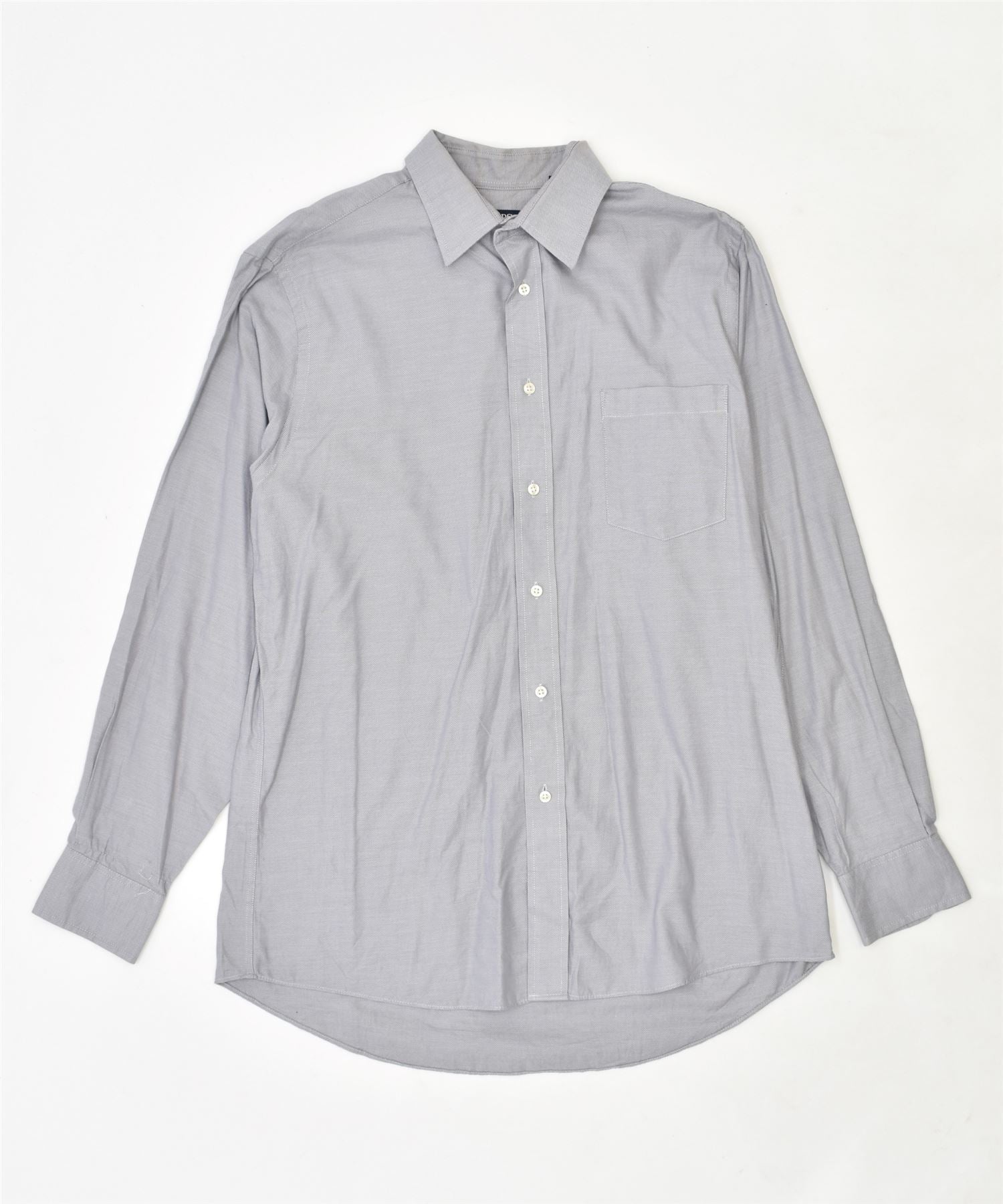 image of CHAPS Mens Regular Fit Shirt Size 16 Large Grey Cotton