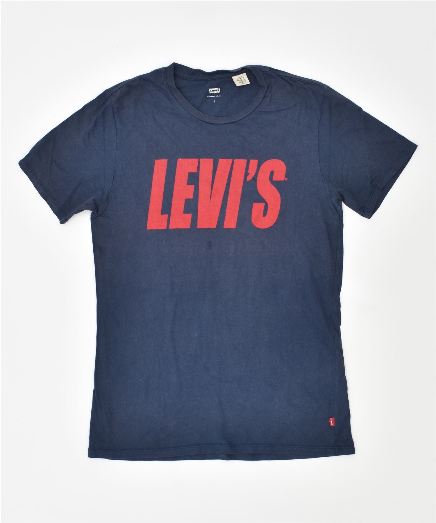 image of LEVI'S Mens Graphic T-Shirt Top Small Navy Blue Cotton