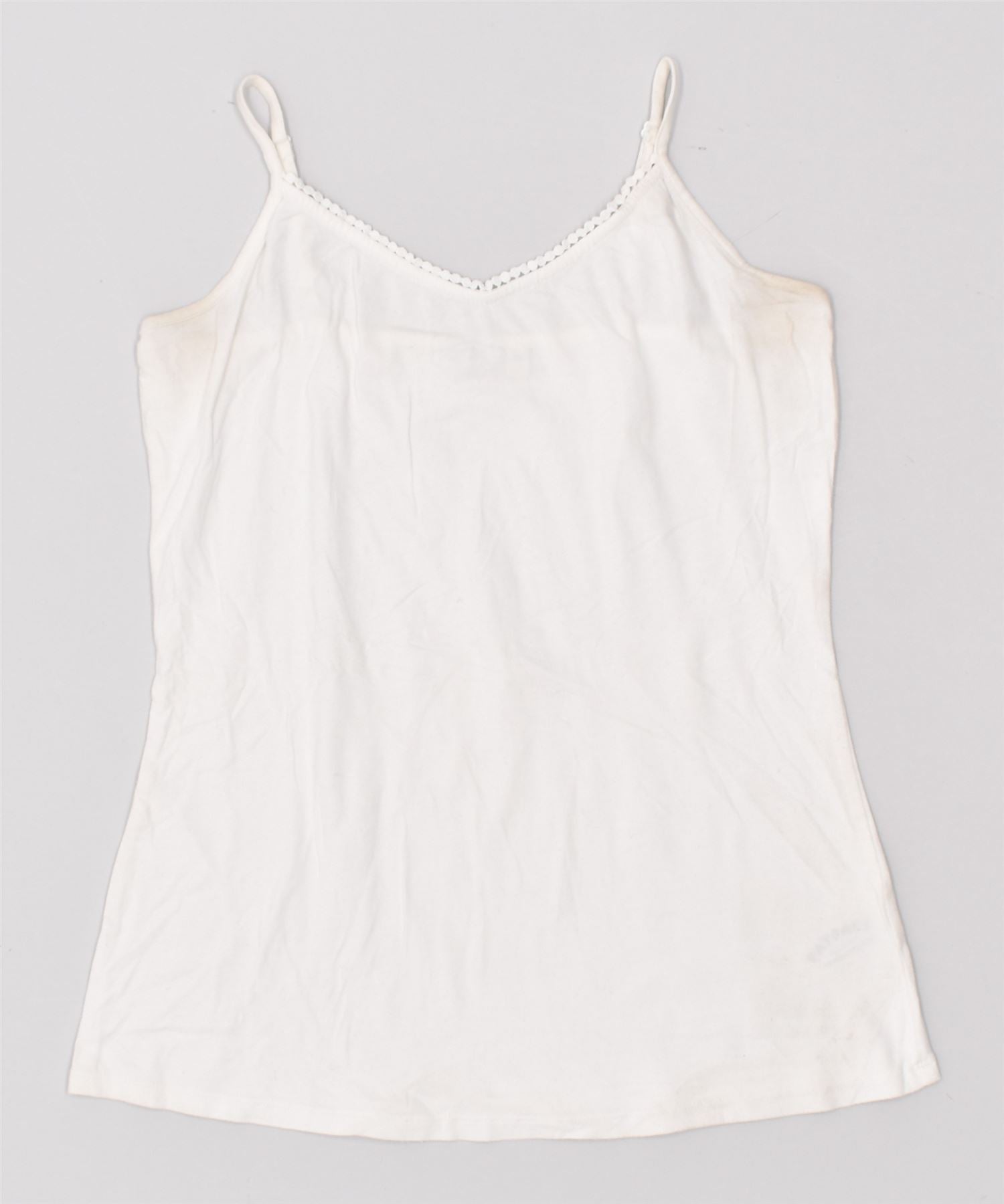 Image of FAT FACE Womens Cami Top UK 10 Small White Cotton