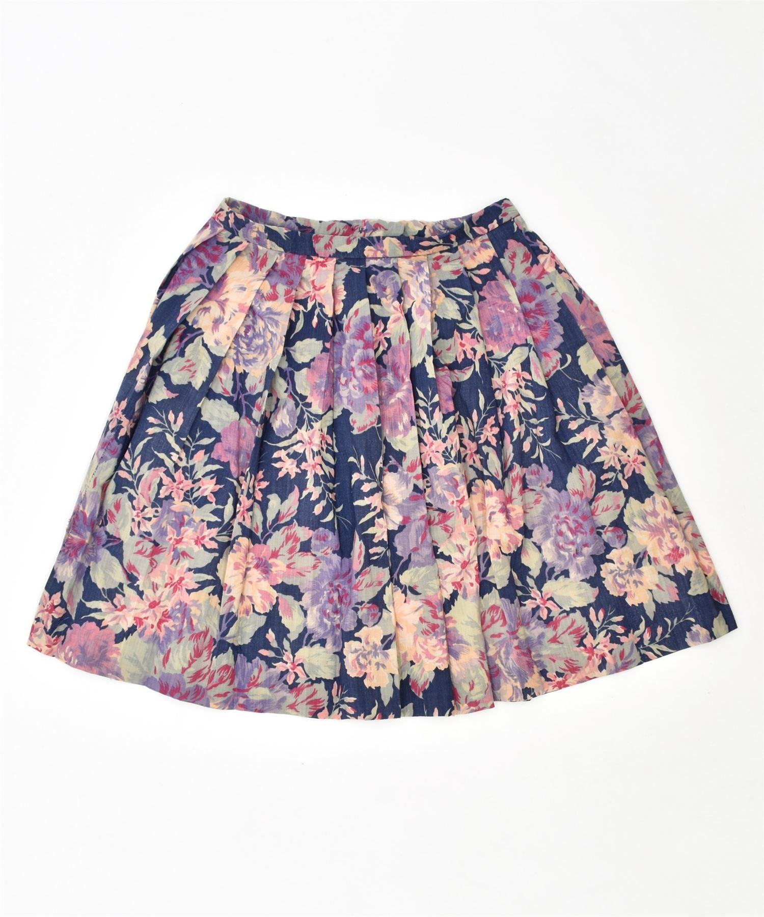 image of VINTAGE Womens Pleated Skirt W28 Medium Multicoloured Floral