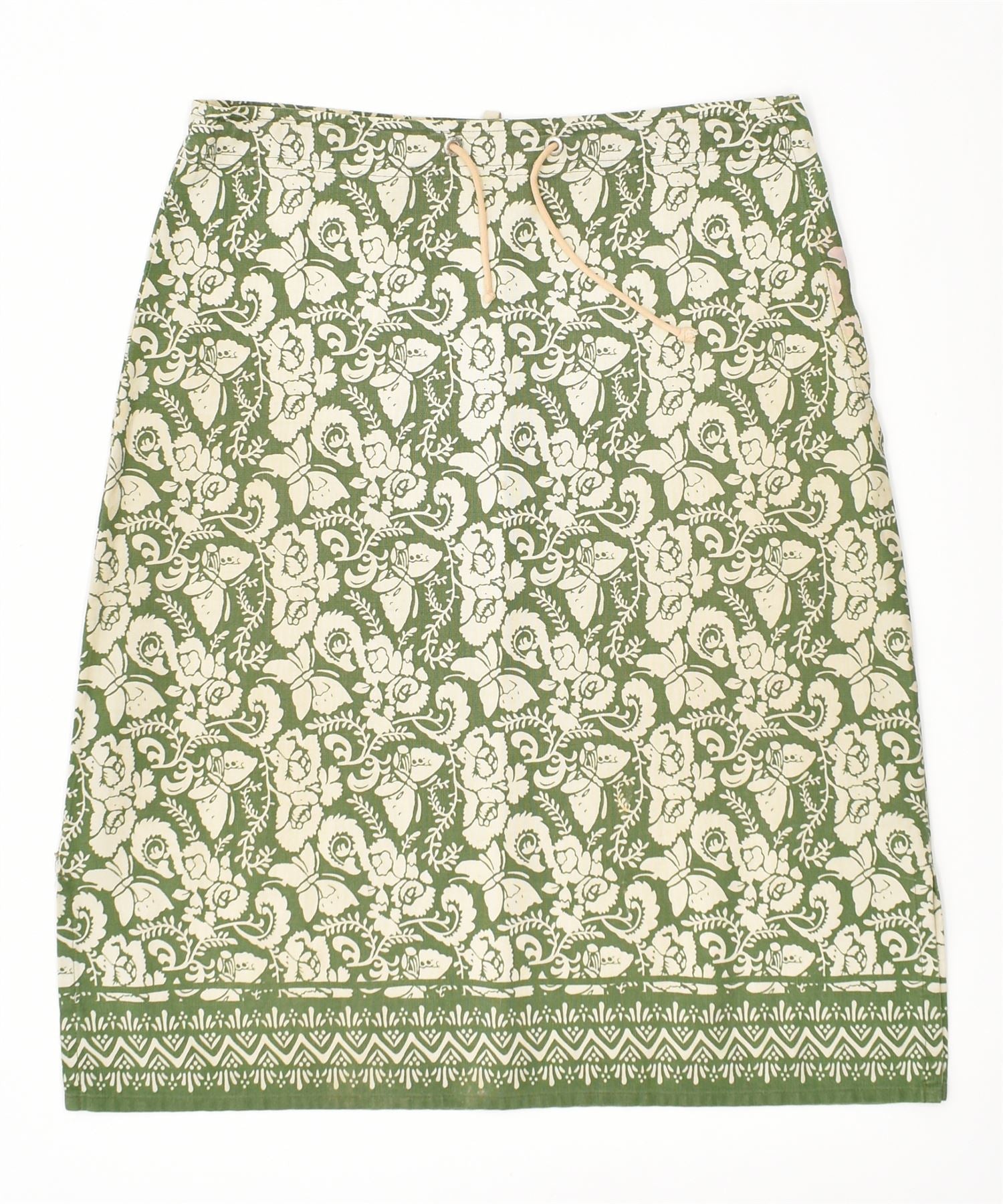 Image of MURPHY & NYE Womens A-Line Skirt W30 Medium Khaki Floral Cotton