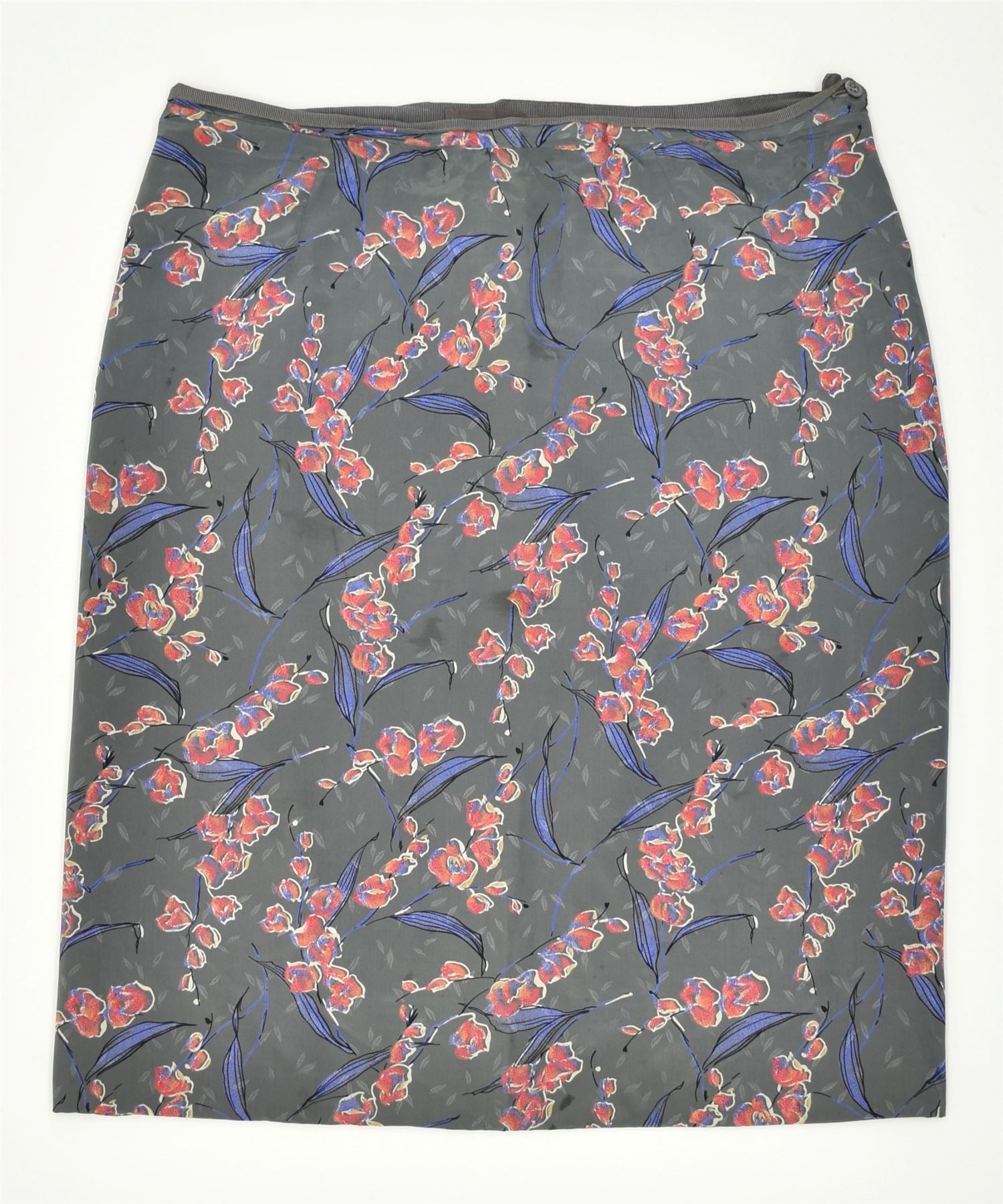 image of VINTAGE Womens Straight Skirt W34 XL Grey Floral