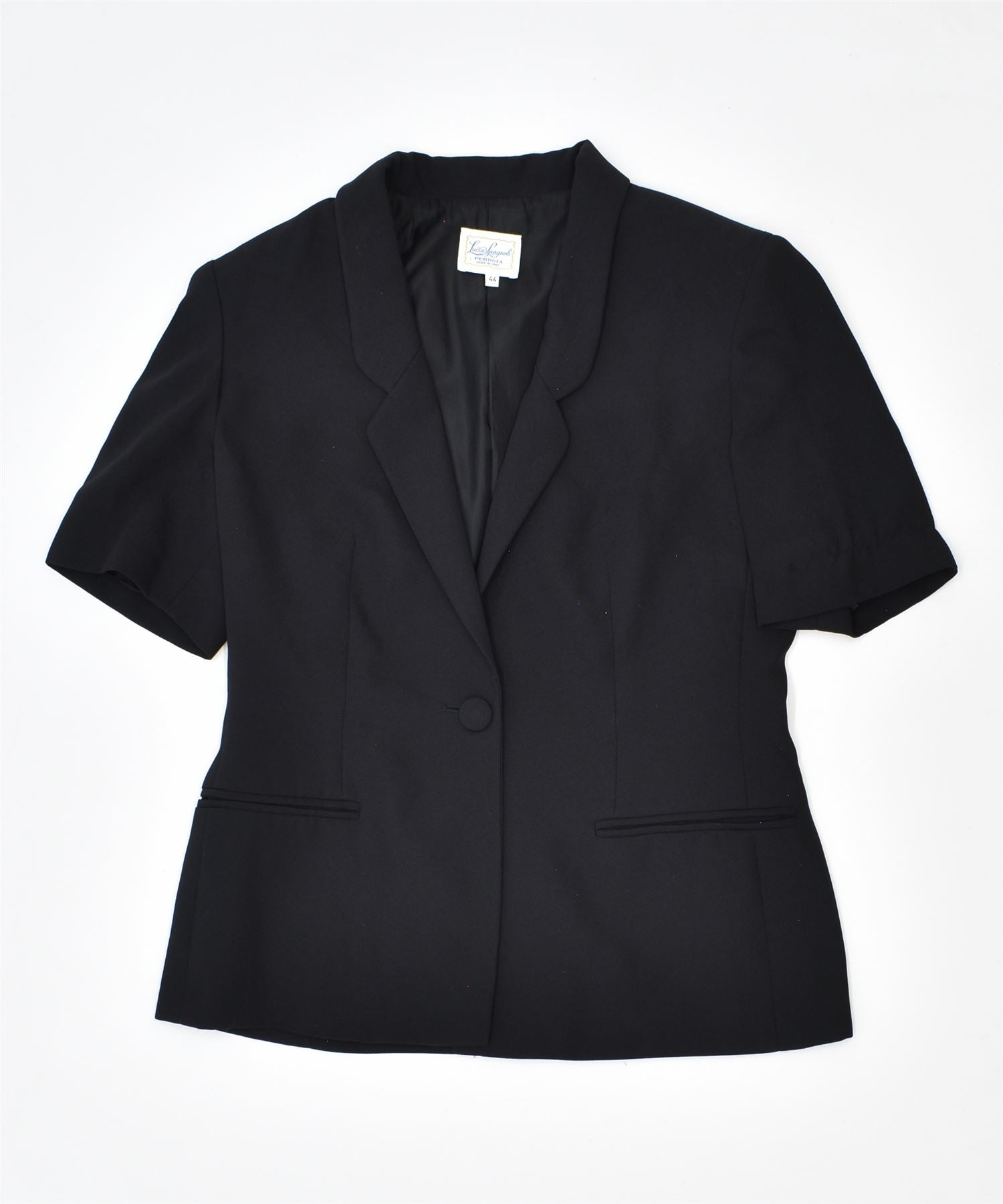 image of LUISA SPAGNOLI Womens 1 Button Blazer Jacket IT 44 Medium Black Polyester