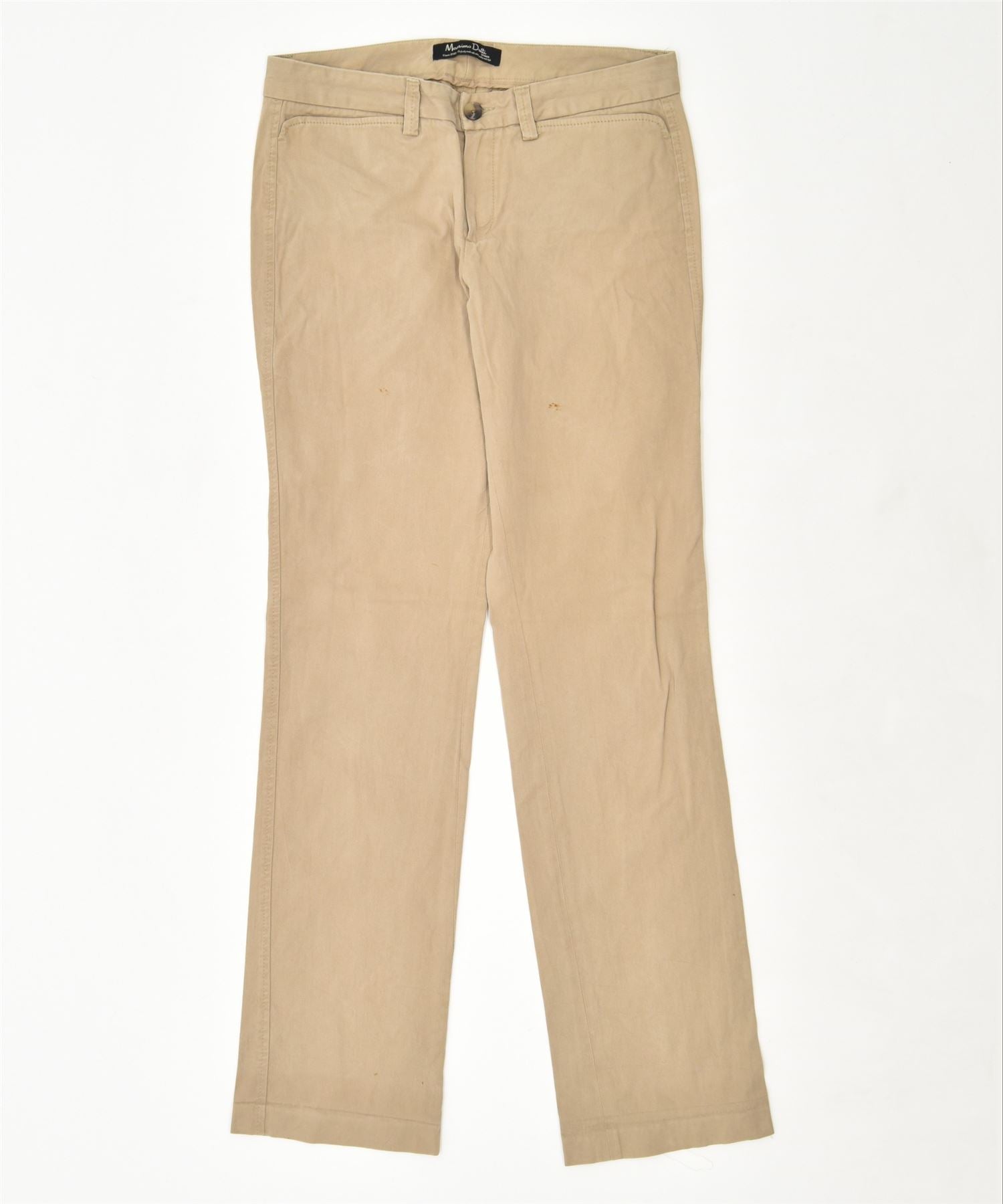 image of MASSIMO DUTTI Womens Straight Chino Trousers EU 40 Medium W30 L34 Brown