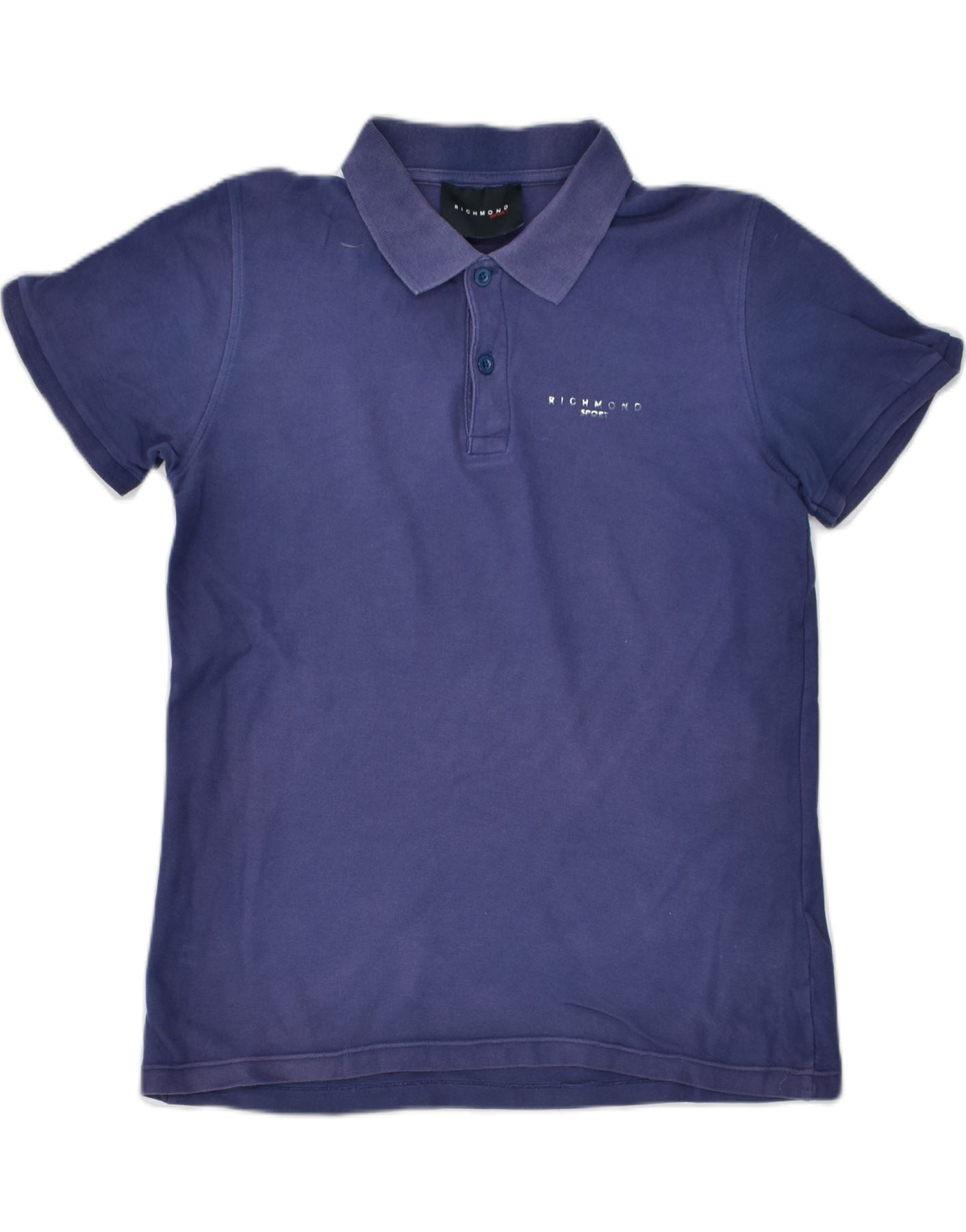 image of RICHMOND Mens Polo Shirt Small Blue Cotton