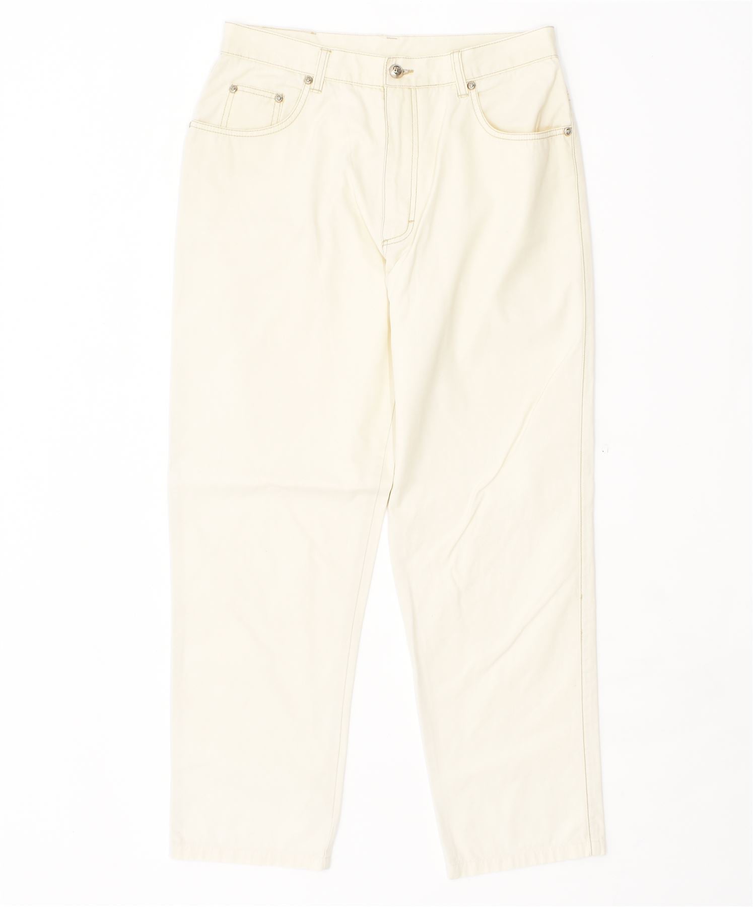 image of BELFE & BELFE Womens Straight Casual Trousers IT 48 Large W32 L28 Beige