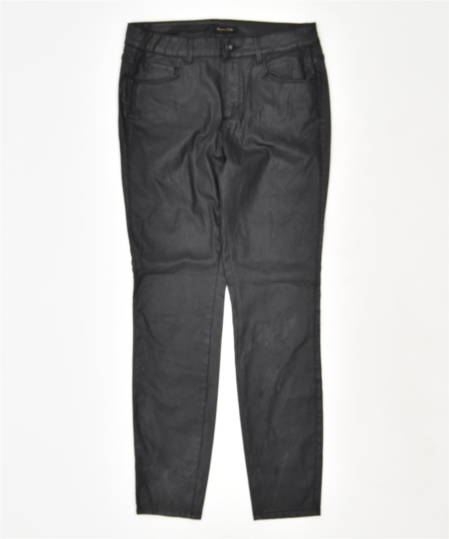 image of MASSIMO DUTTI Womens Slim Casual Trousers W30 L29 Black Cotton