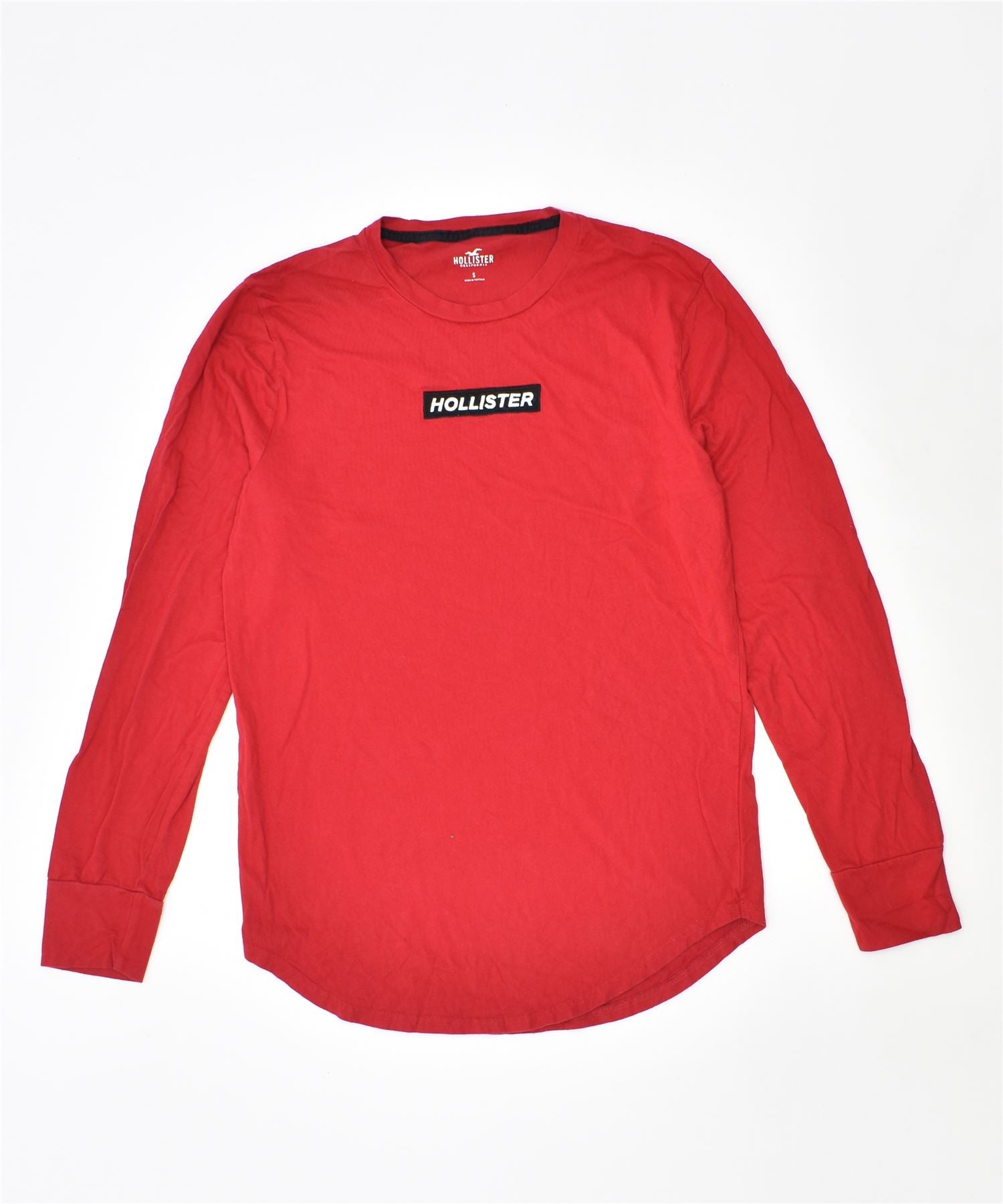 image of HOLLISTER Mens Graphic Top Long Sleeve Small Red Cotton